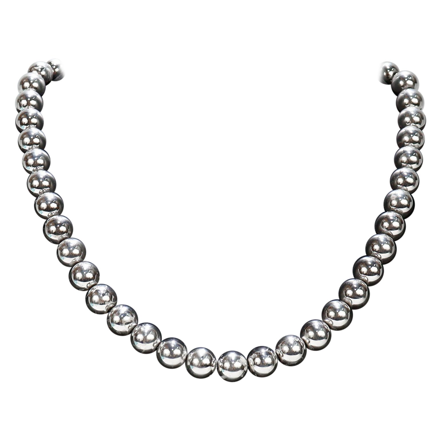 Vintage Tiffany & Co. Collar de cuentas de plata de ley de 18"