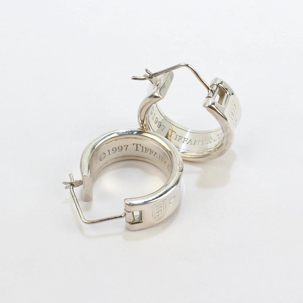 Vintage Tiffany & Co. Sterling Silver 1837 Mark Wide Hoop Earrings 2