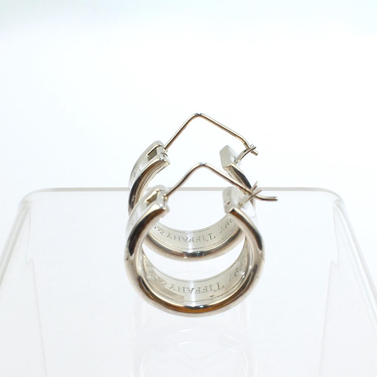 Modern Vintage Tiffany & Co. Sterling Silver 1837 Mark Wide Hoop Earrings