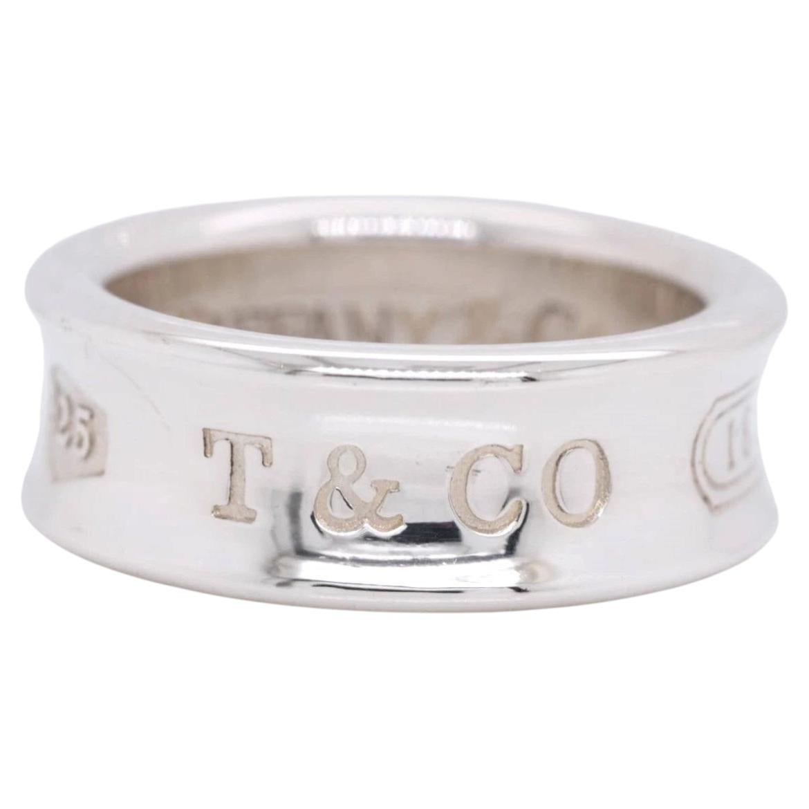 Vintage Tiffany & CO Sterling Silver "1837" Wide Band Ring 6.8g Sz 4.25