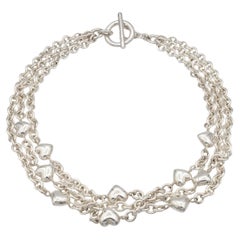 Vintage Tiffany & Co. Sterling Silver 3-Strand Heart Toggle Necklace 17”