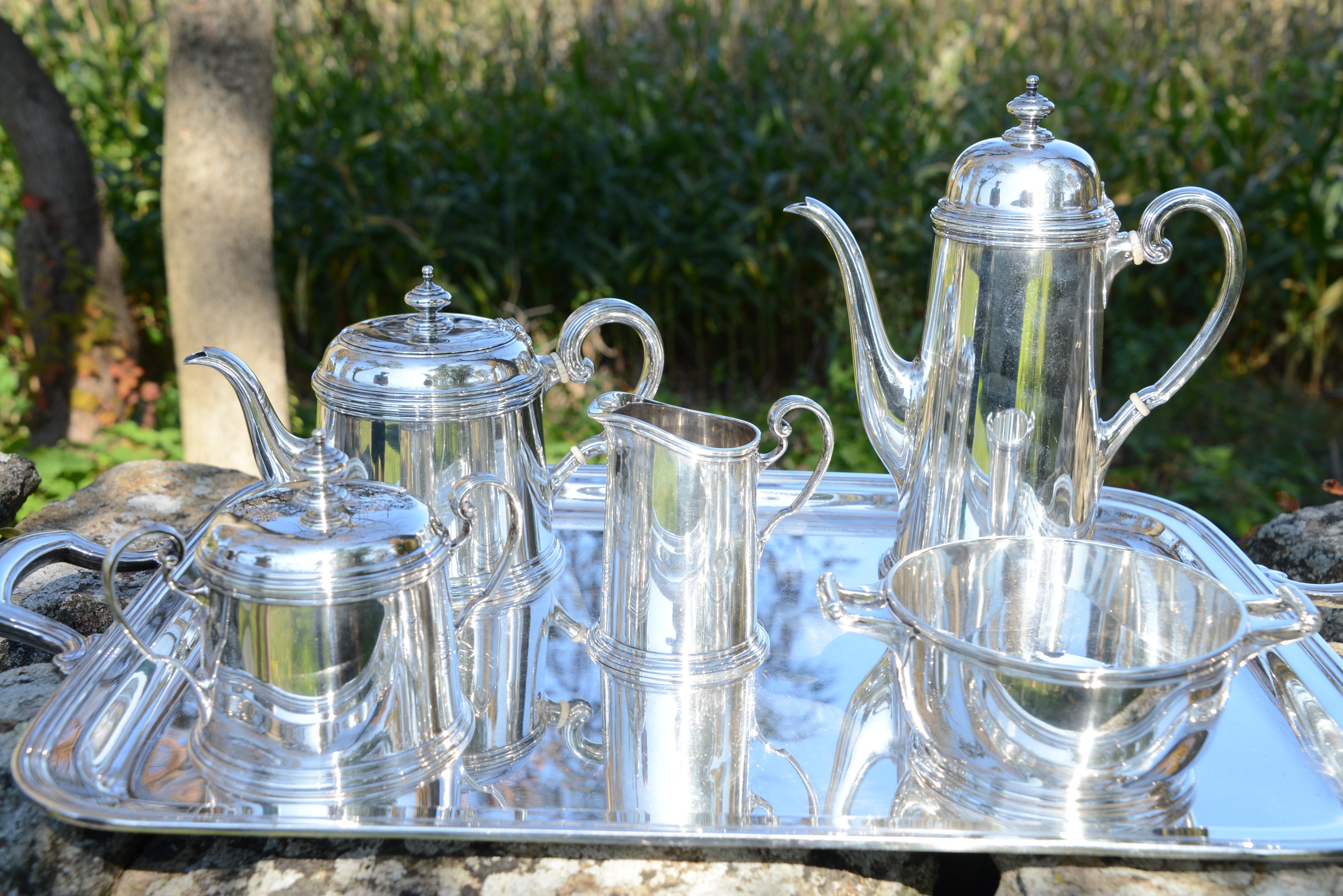 Vintage Tiffany & Co Sterling Silver 6 Piece Coffee and Tea Set, With Monogram 4