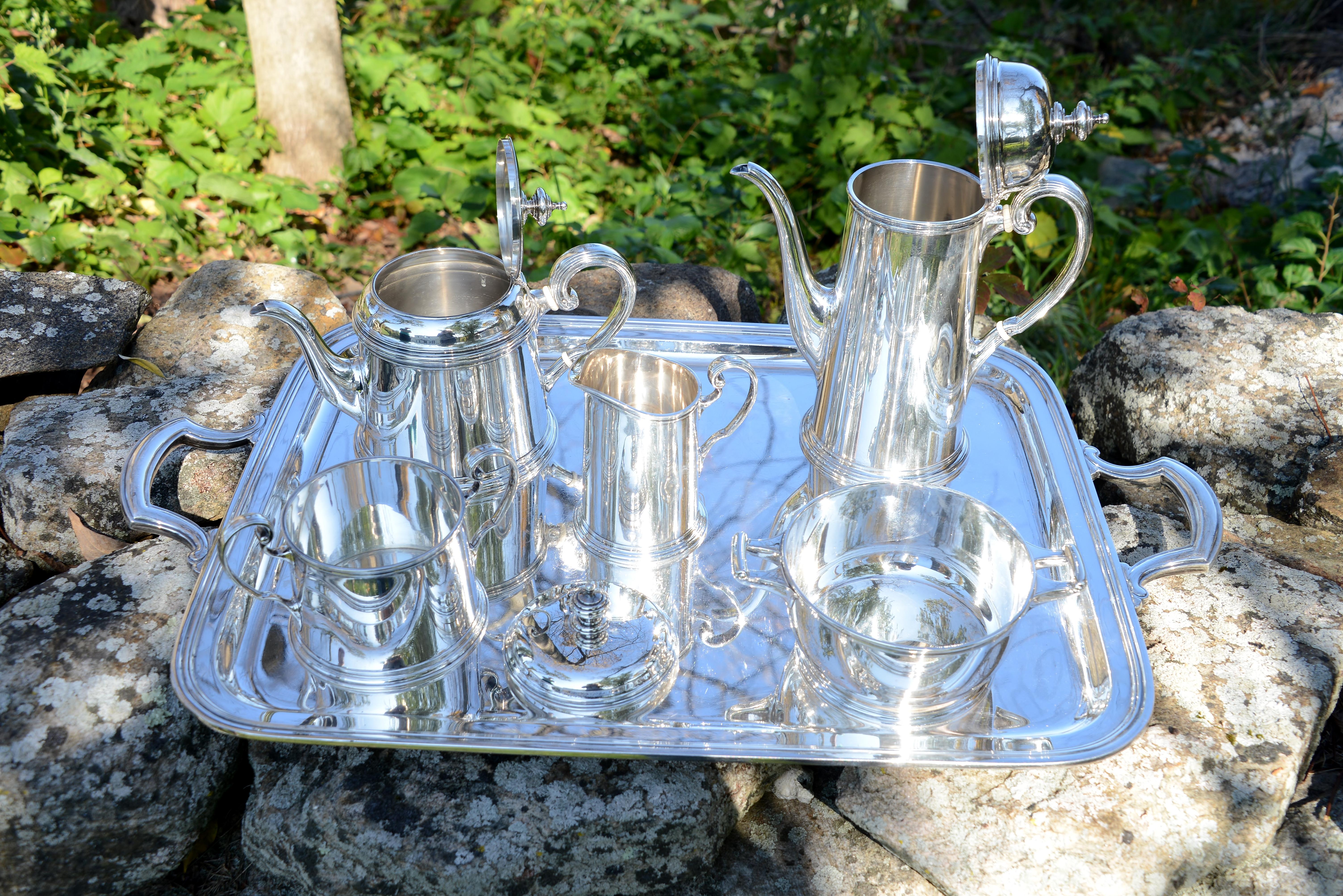 Vintage Tiffany & Co Sterling Silber 6 Stück Kaffee und Tee Set:: mit Monogramm 7
