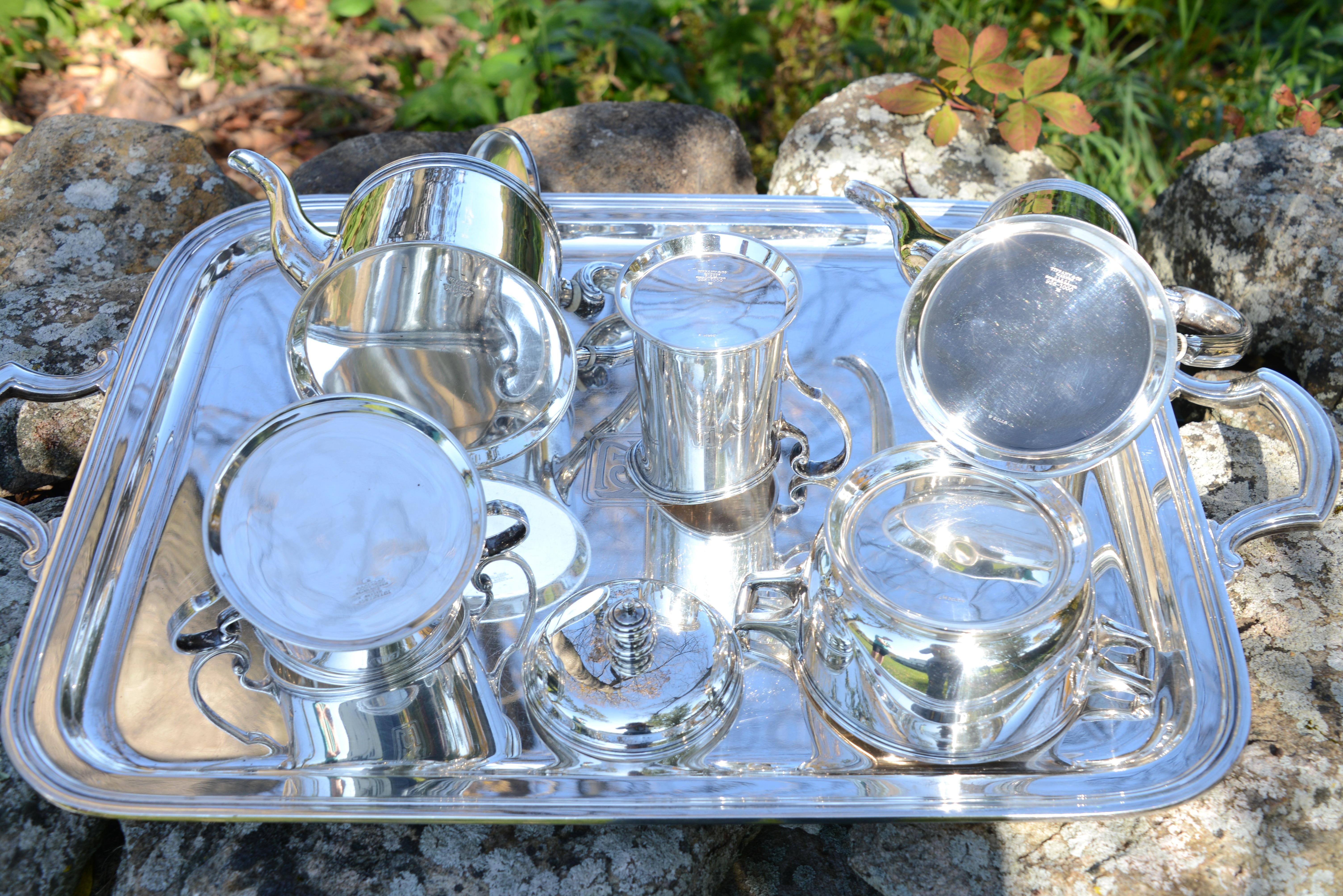 Vintage Tiffany & Co Sterling Silver 6 Piece Coffee and Tea Set, With Monogram 7