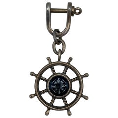 Retro Tiffany & Co. Sterling Silver and Enamel Compass Key Chain 