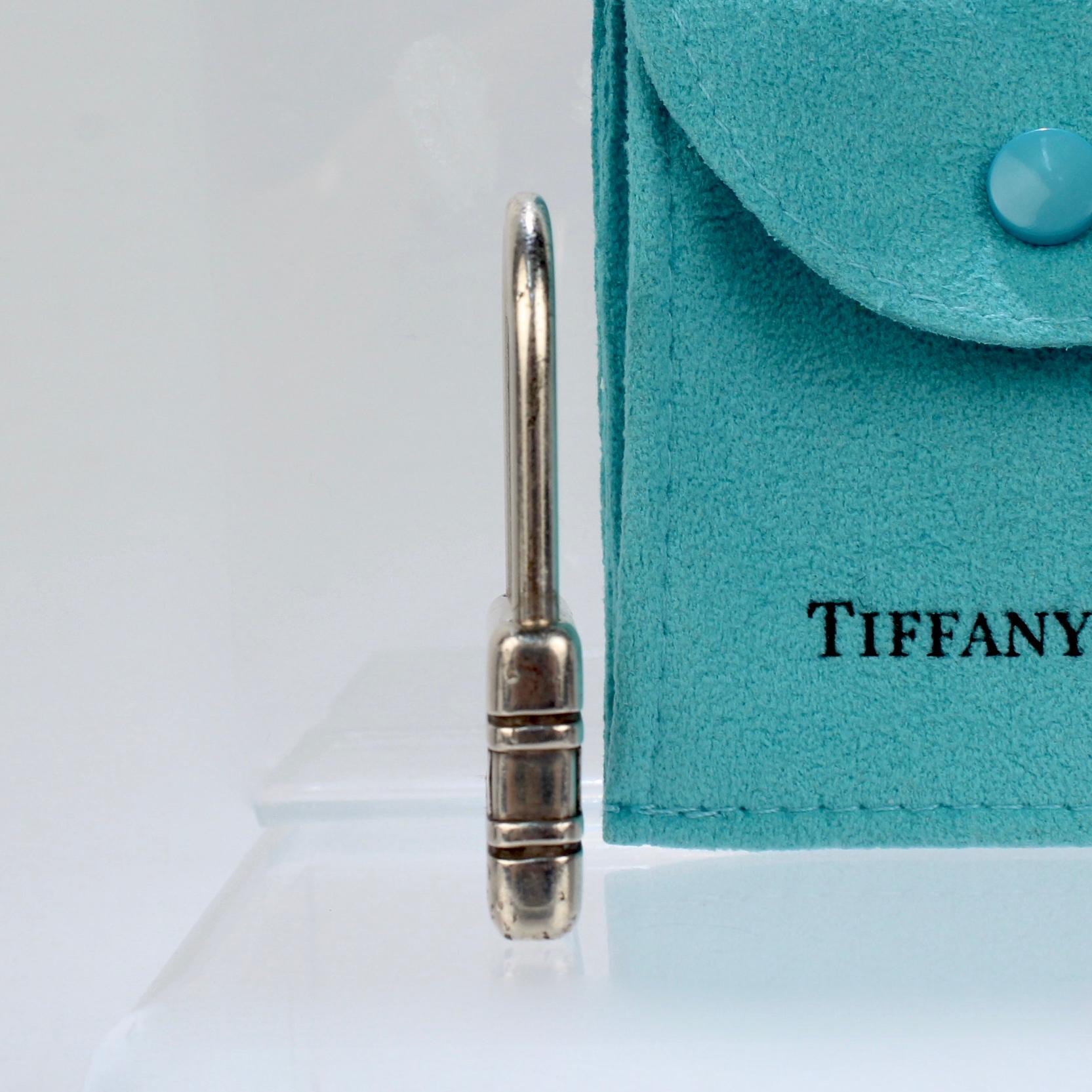 Modern Vintage Tiffany & Co Sterling Silver Atlas Lock-Shaped Key Holder For Sale
