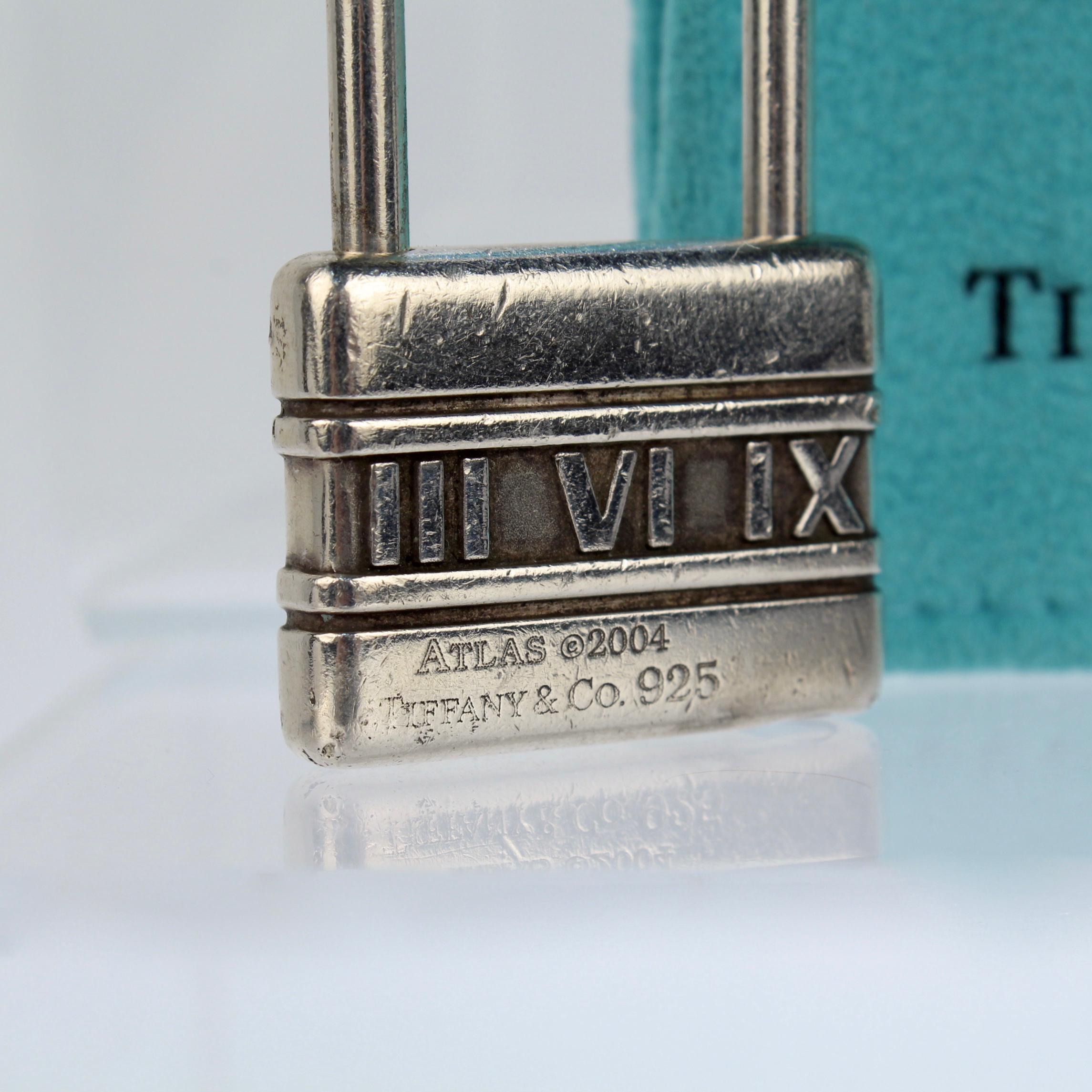 Women's or Men's Vintage Tiffany & Co Sterling Silver Atlas Lock-Shaped Key Holder For Sale