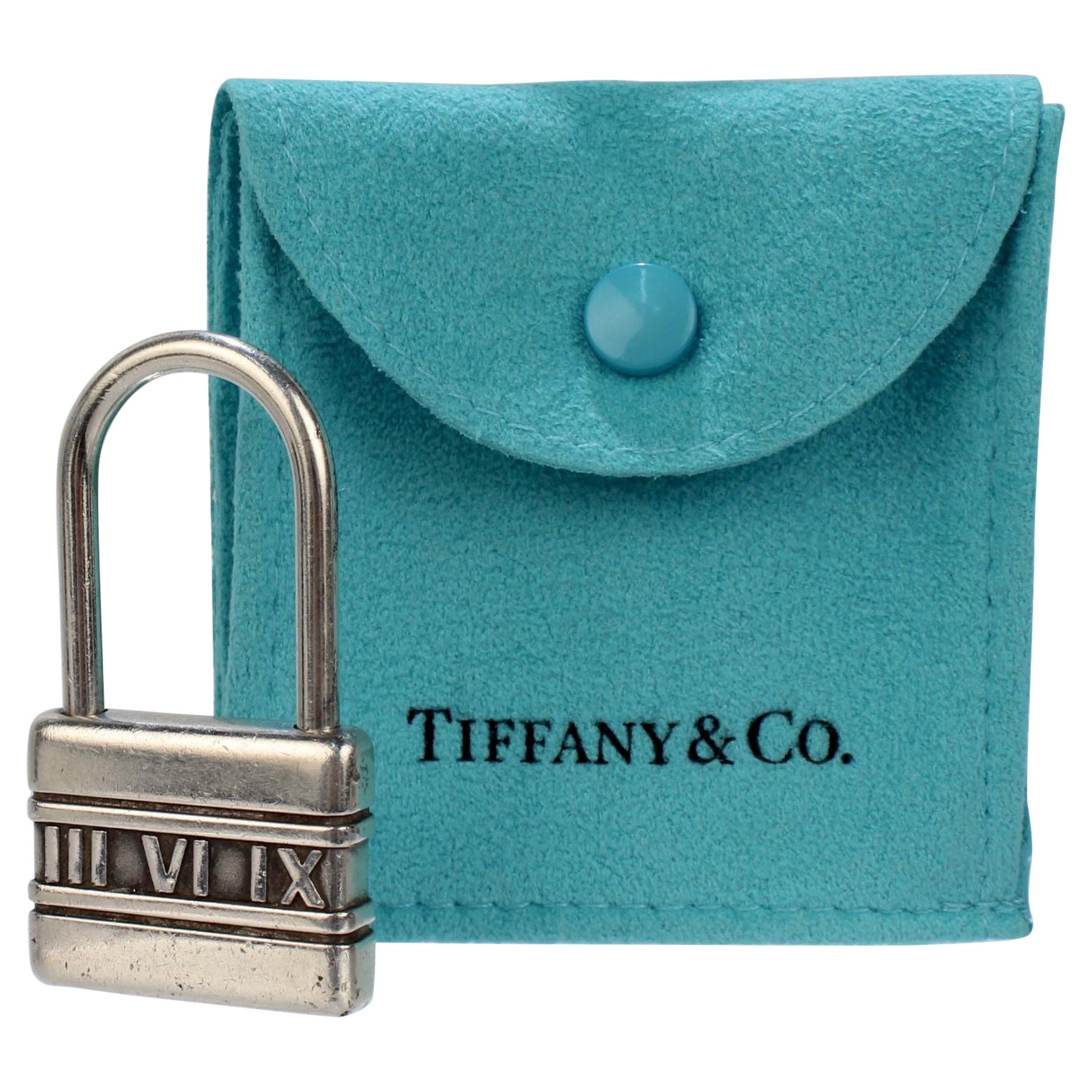 Vintage Tiffany & Co Sterling Silver Atlas Lock Shaped Key Holder For Sale