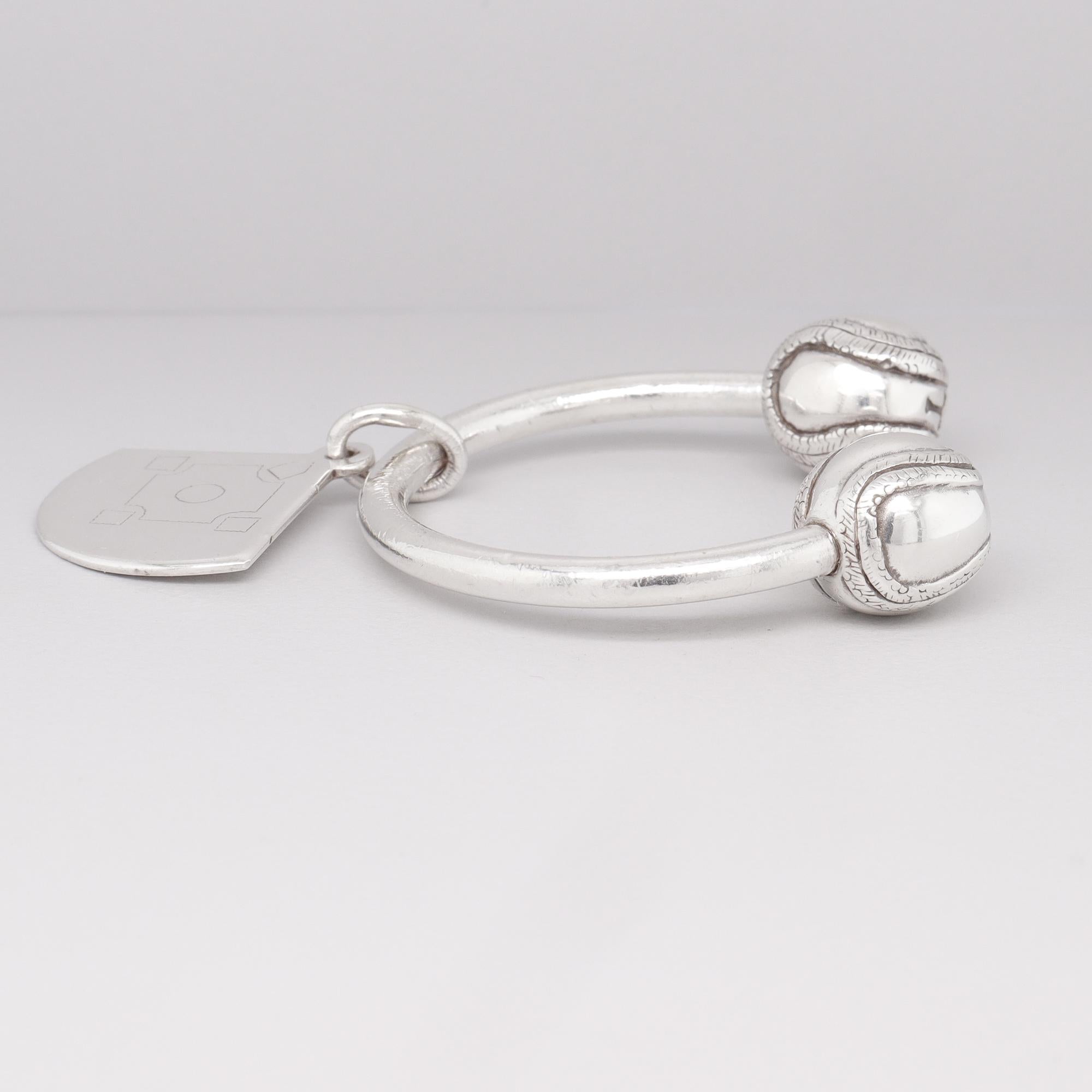 Tiffany & Co. d'epoca. Anello portachiavi con palla da baseball e diamanti in argento sterling in vendita 5