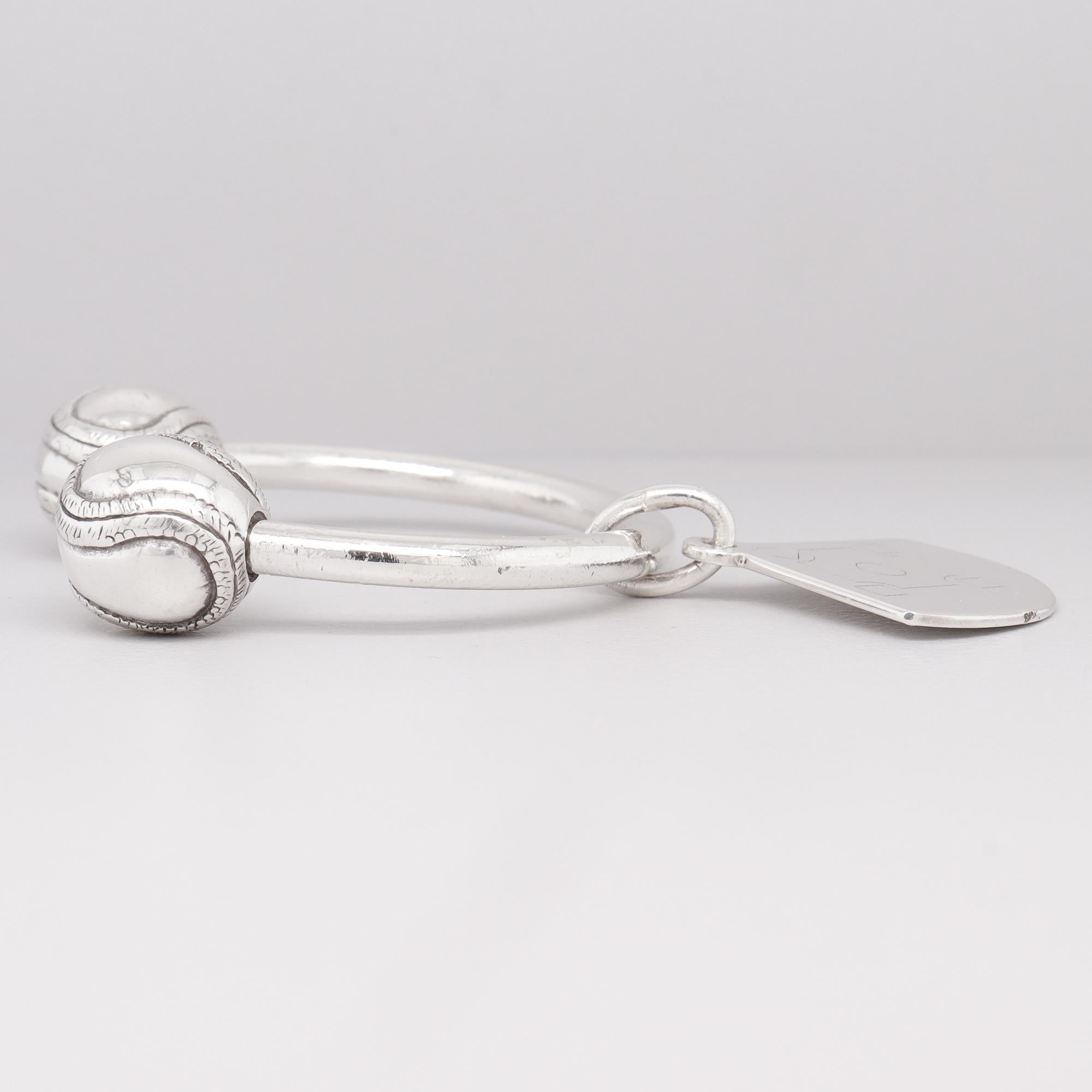 Tiffany & Co. d'epoca. Anello portachiavi con palla da baseball e diamanti in argento sterling in vendita 2