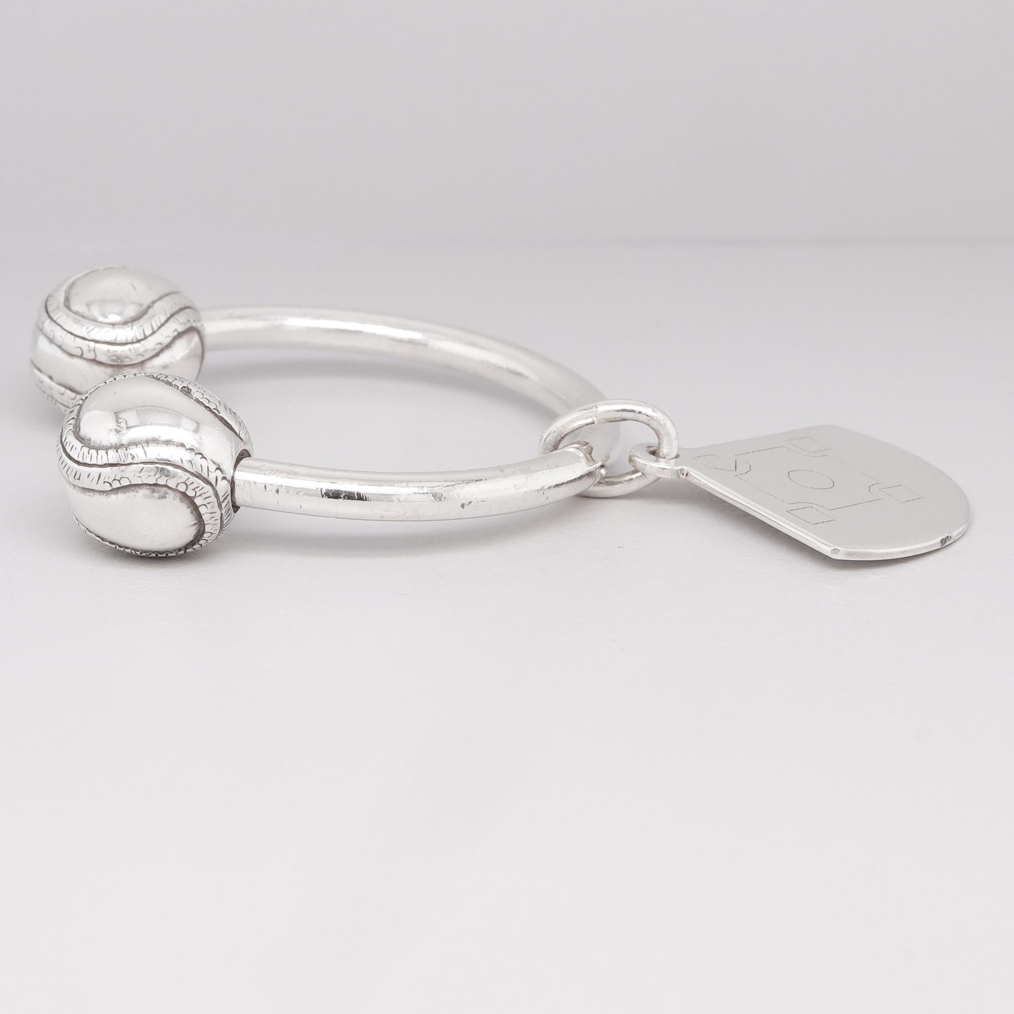 Tiffany & Co. d'epoca. Anello portachiavi con palla da baseball e diamanti in argento sterling in vendita 3