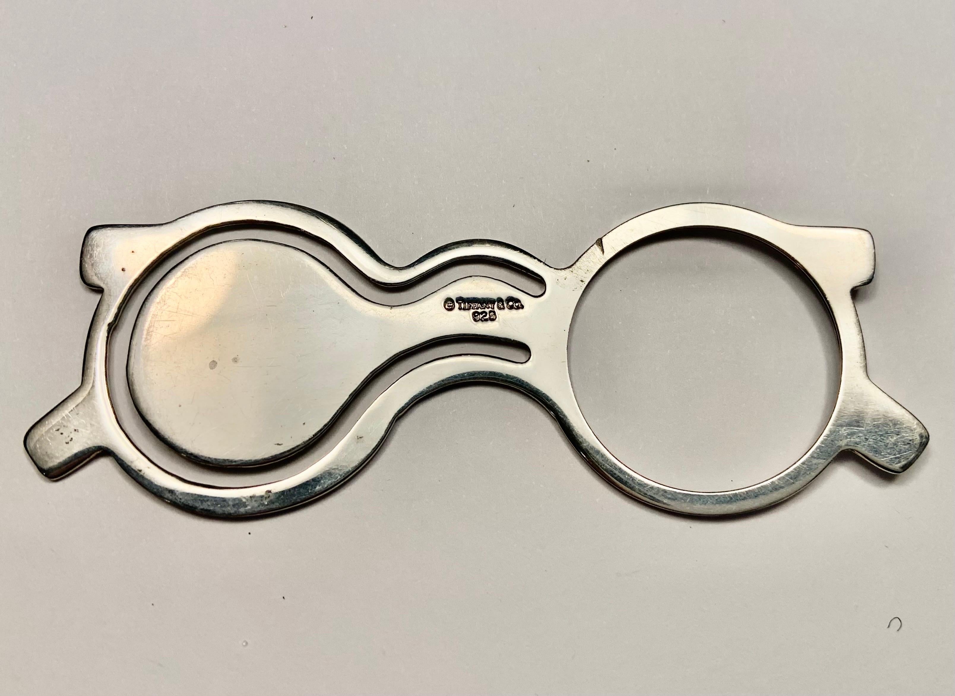 Women's or Men's Vintage Tiffany & Co Sterling Silver Bookmark in the Shape of Reading Glasses For Sale