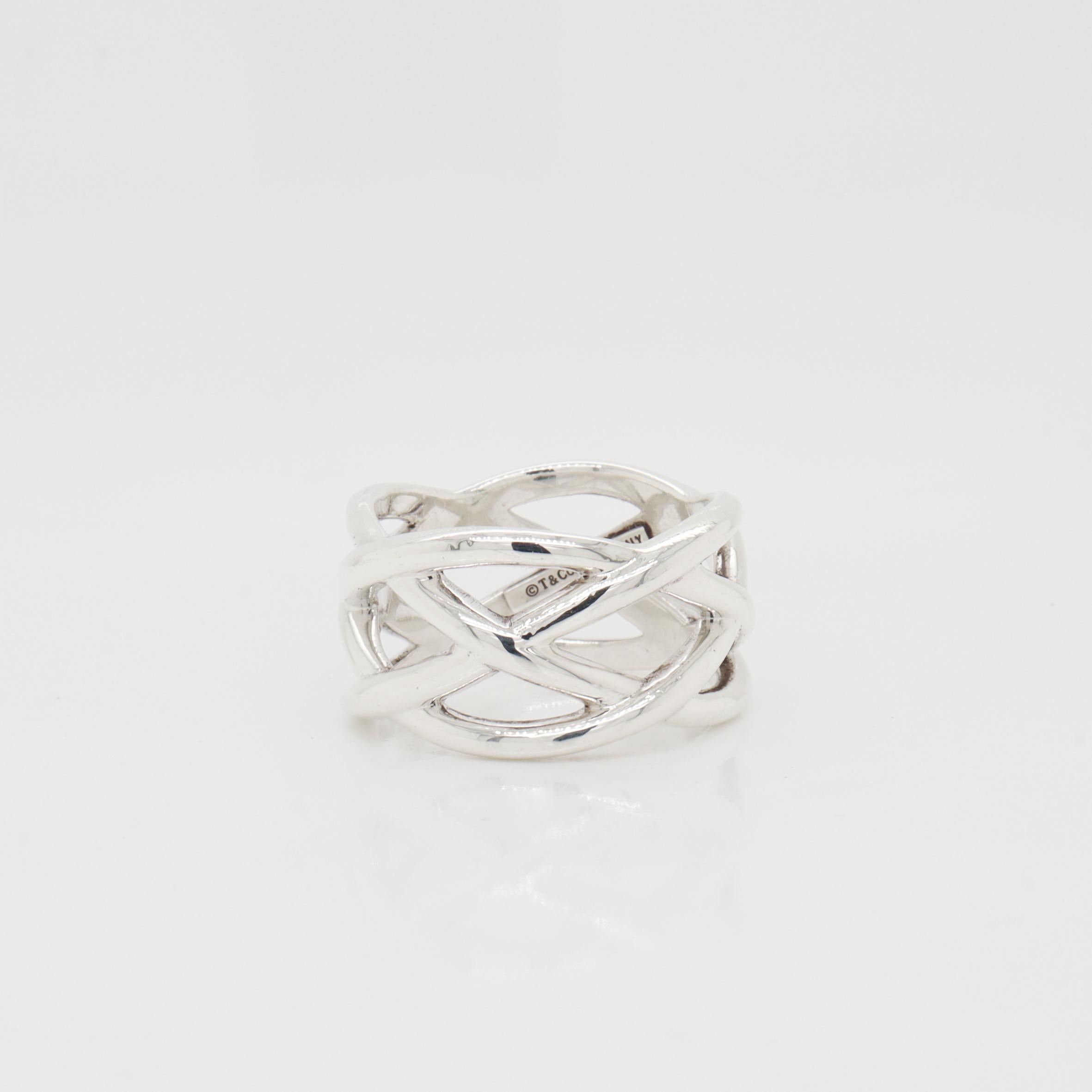 Vintage Tiffany & Co. Anillo entrecruzado trenzado de plata de ley en venta 5
