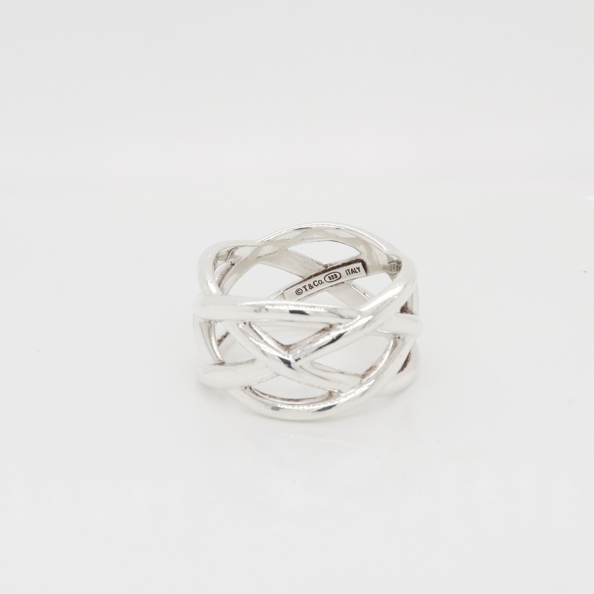 Vintage Tiffany & Co. Anillo entrecruzado trenzado de plata de ley en venta 6