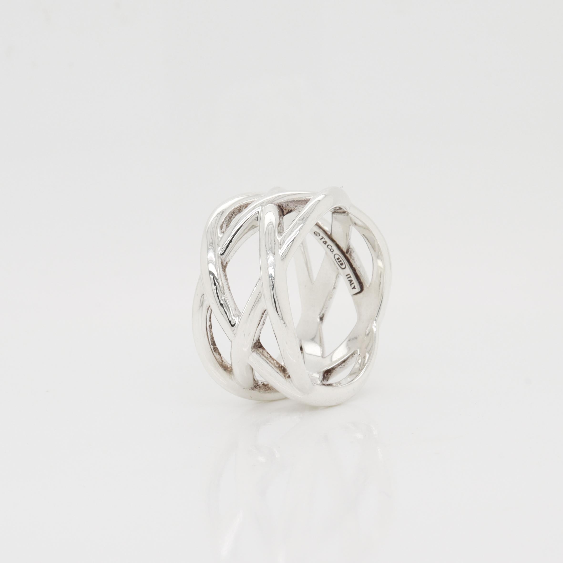 Vintage Tiffany & Co. Anillo entrecruzado trenzado de plata de ley en venta 8