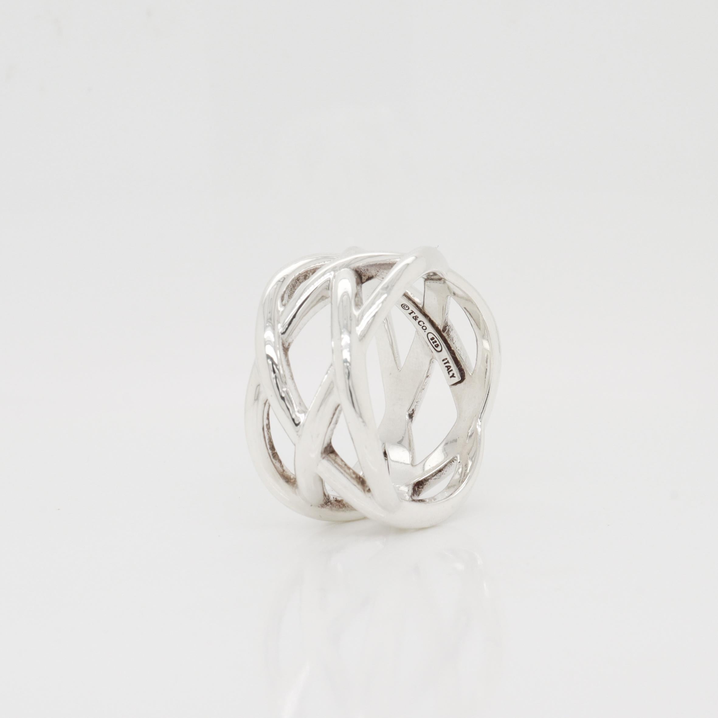 Vintage Tiffany & Co. Anillo entrecruzado trenzado de plata de ley en venta 10
