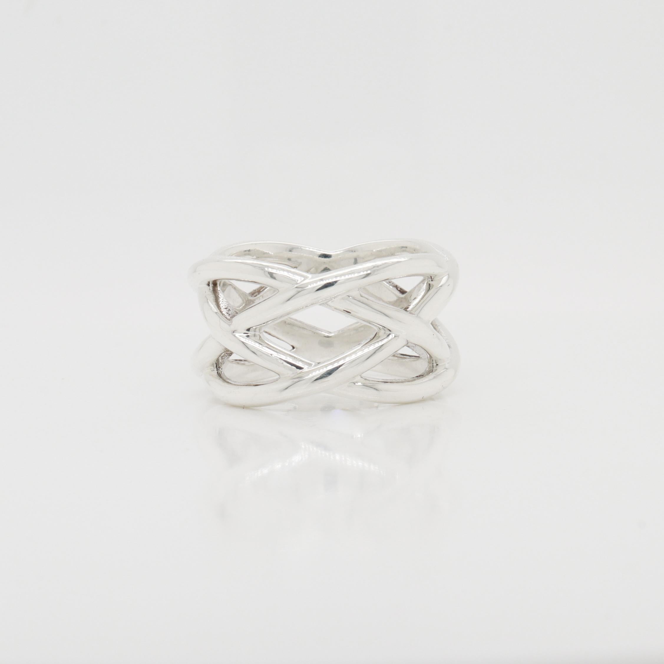 Vintage Tiffany & Co. Anillo entrecruzado trenzado de plata de ley en venta 1