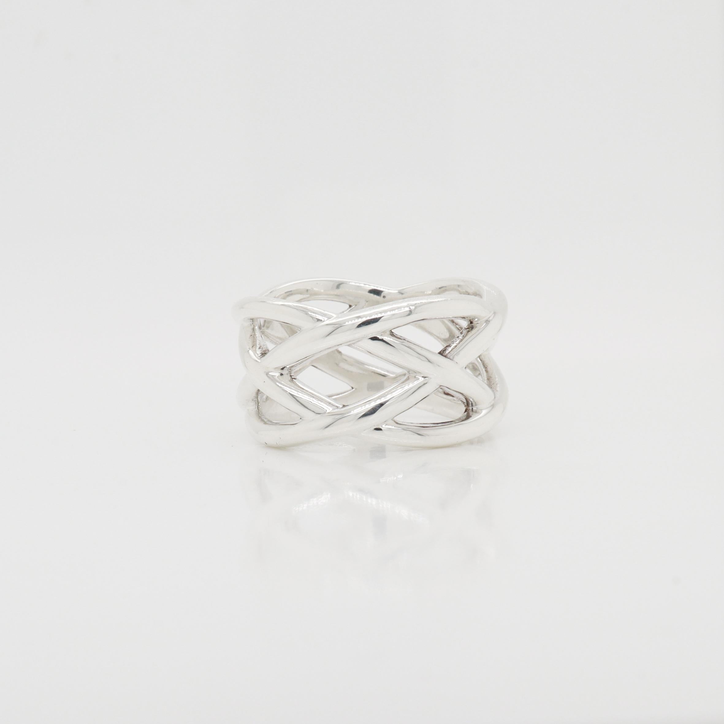 Vintage Tiffany & Co. Anillo entrecruzado trenzado de plata de ley en venta 2
