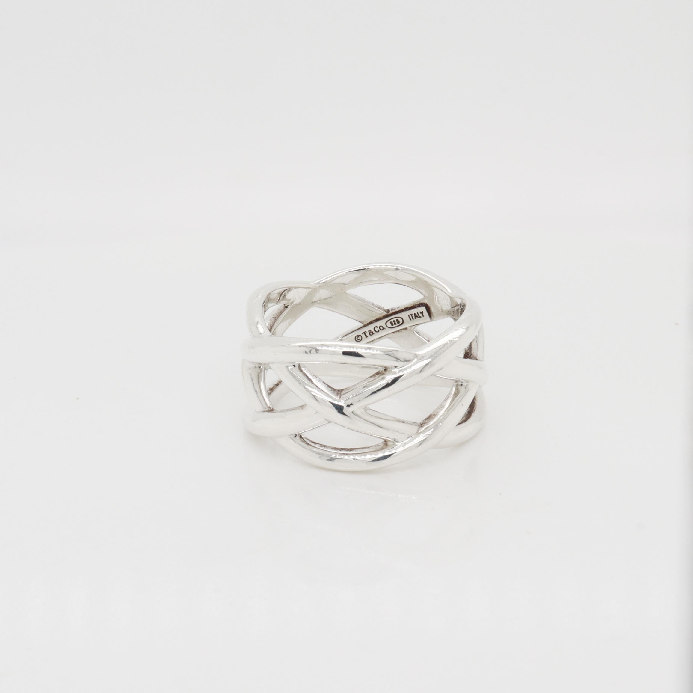 Vintage Tiffany & Co. Anillo entrecruzado trenzado de plata de ley en venta 4