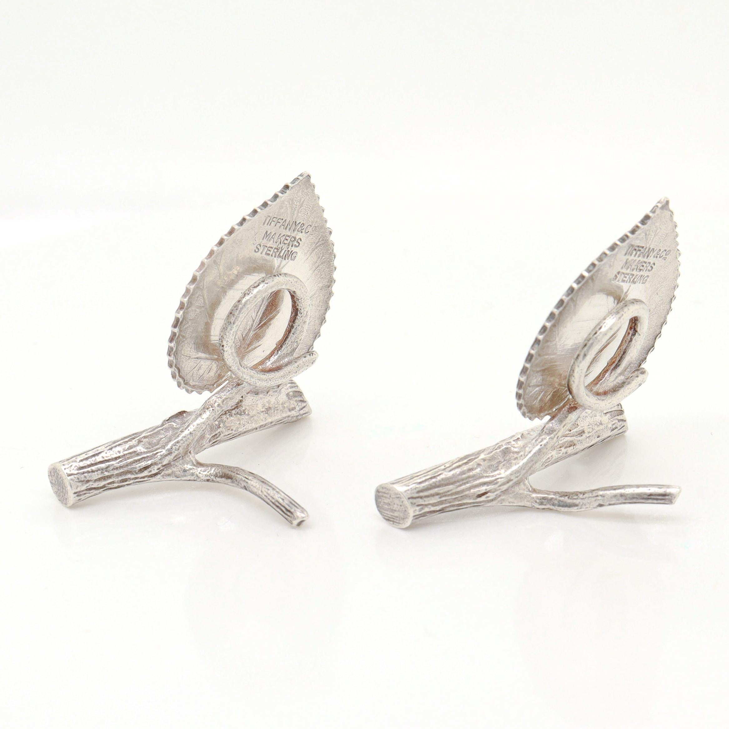Vintage Tiffany & Co. Sterling Silver Branch & Birch Leaf Placecard Holders For Sale 5