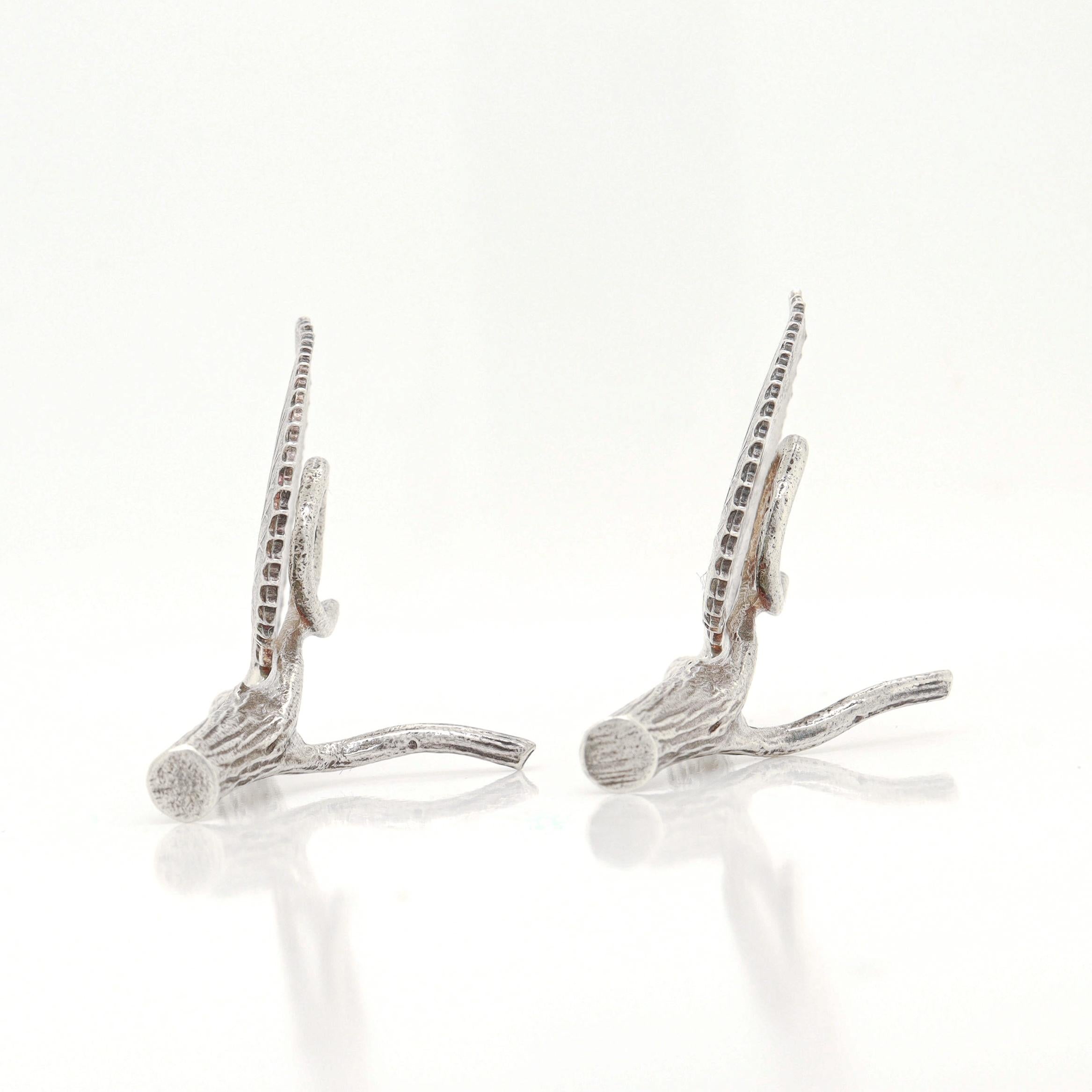 20th Century Vintage Tiffany & Co. Sterling Silver Branch & Birch Leaf Placecard Holders For Sale