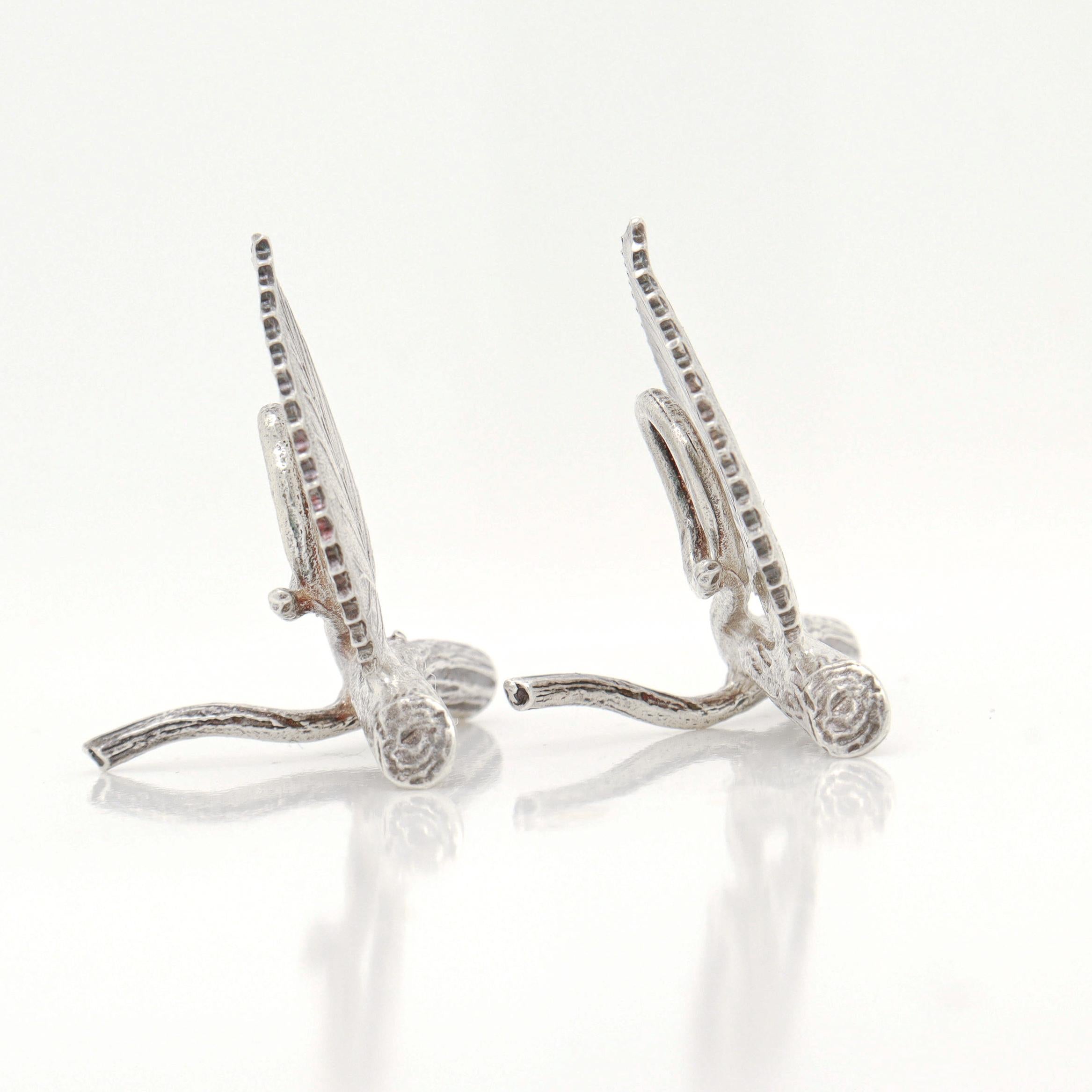 Vintage Tiffany & Co. Sterling Silver Branch & Birch Leaf Placecard Holders For Sale 2