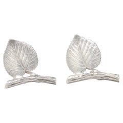 Vintage Tiffany & Co. Sterling Silver Branch & Birch Leaf Placecard Holders