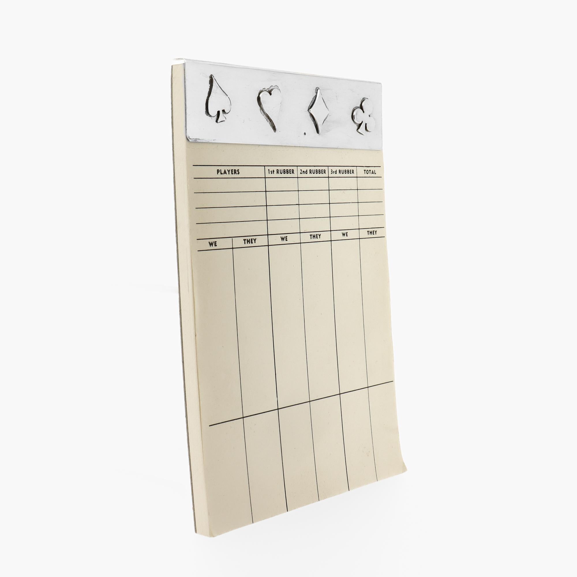 Vintage Tiffany & Co Bloc de notas de plata de ley con pinza para cartas y bloc de notas de bridge siglo XX en venta