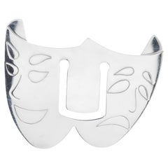 Marcapáginas o clip vintage Tiffany & Co. de plata de ley con máscara de comedia y tragedia