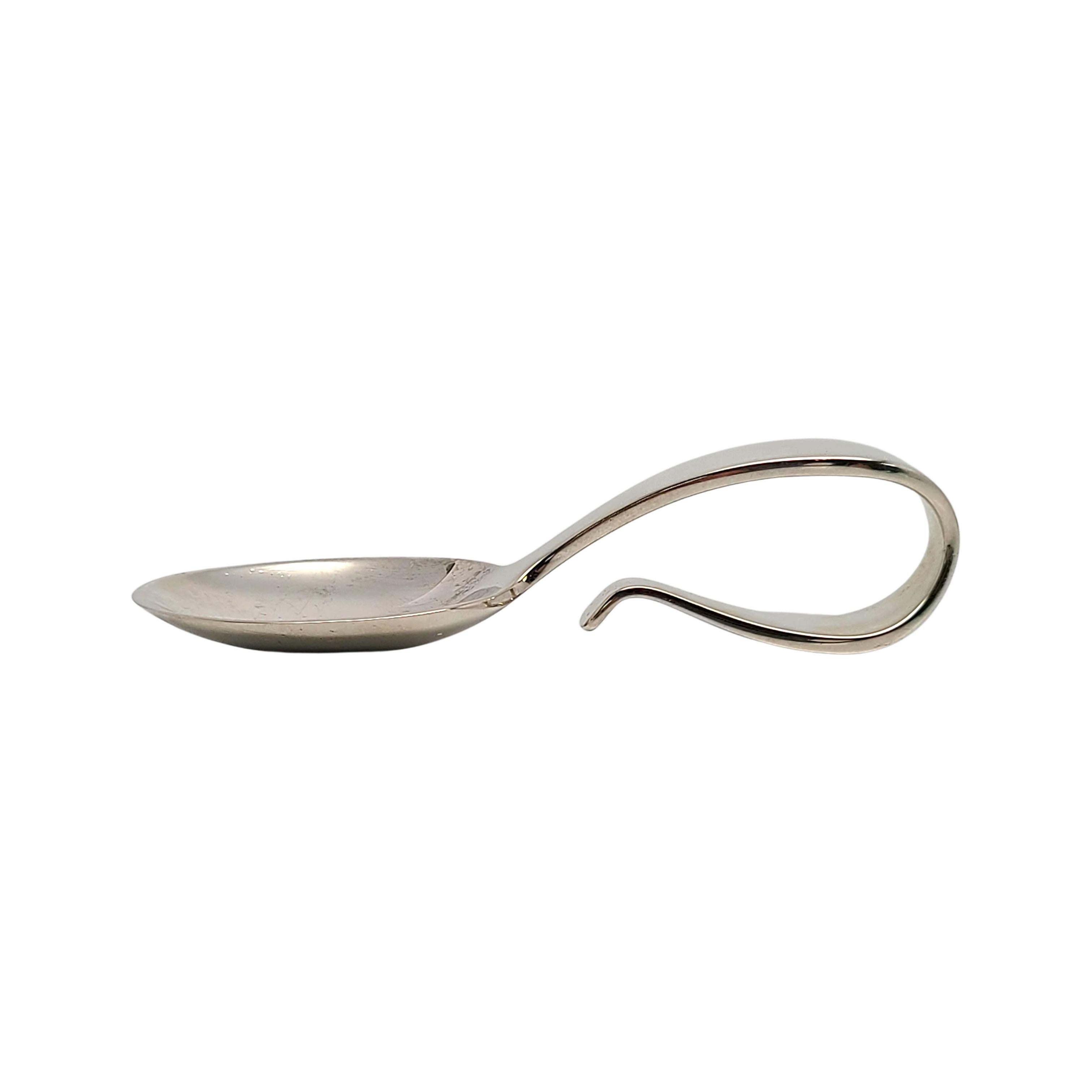 Vintage Tiffany & Co. Sterling Silver Curved Handle Loop Baby Spoon with Pouch In Good Condition In Washington Depot, CT