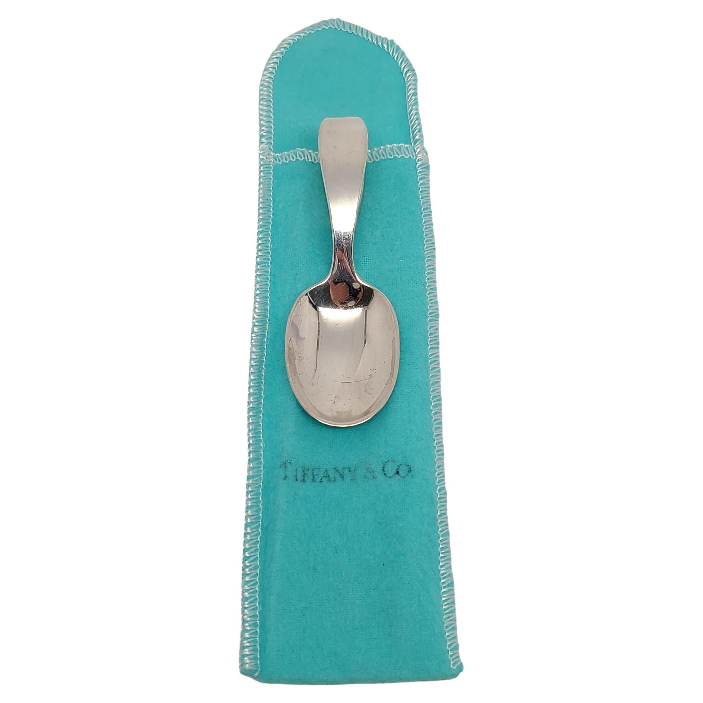 Tiffany & Co Sterling Silver Curved Handle Loop Baby Spoon with Pouch