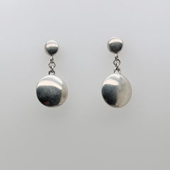 Vintage Tiffany & Co. Sterling Silver Disc or Dot Dangle Earrings