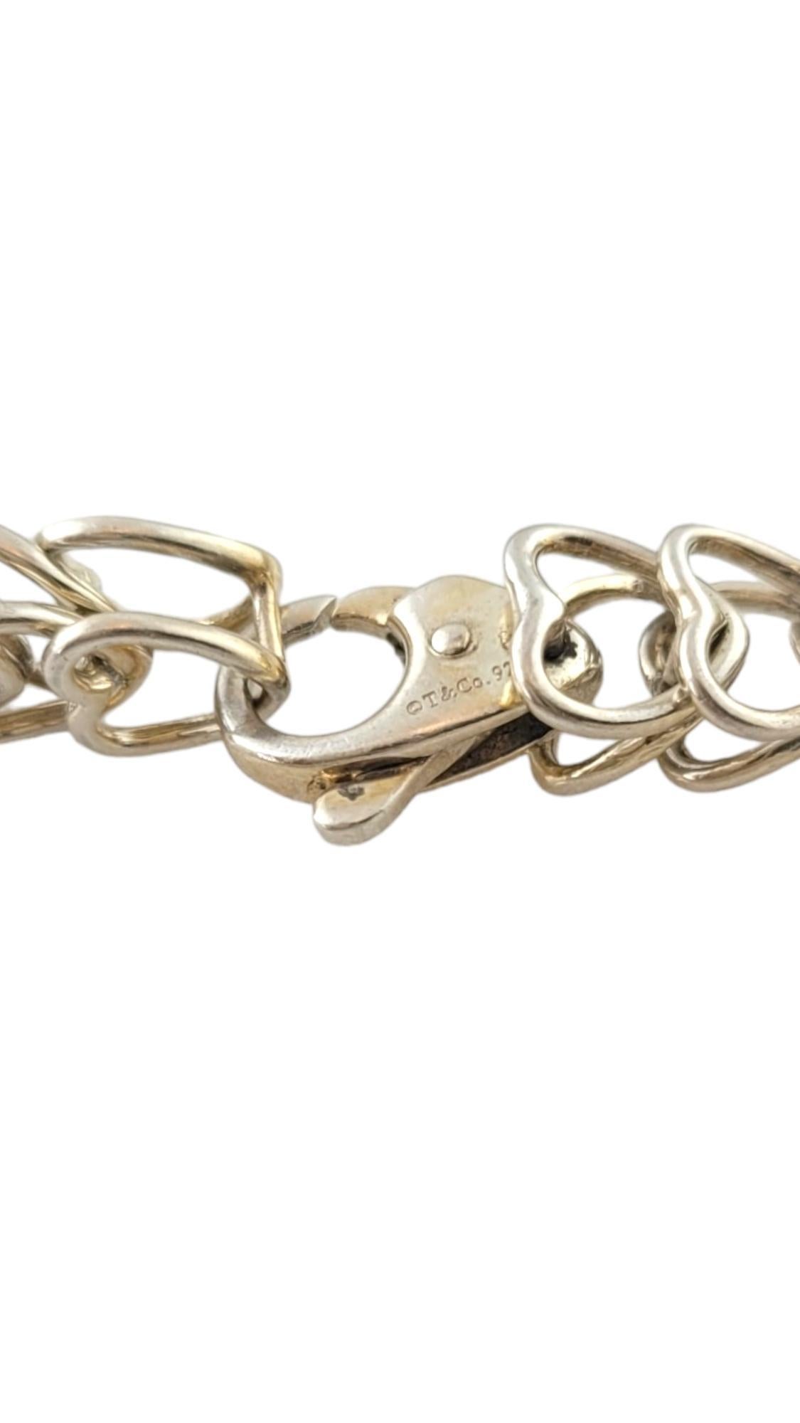 Weinlese Tiffany & Co. Sterlingsilber Doppelt offenes Herz-Gliederarmband #17416 1
