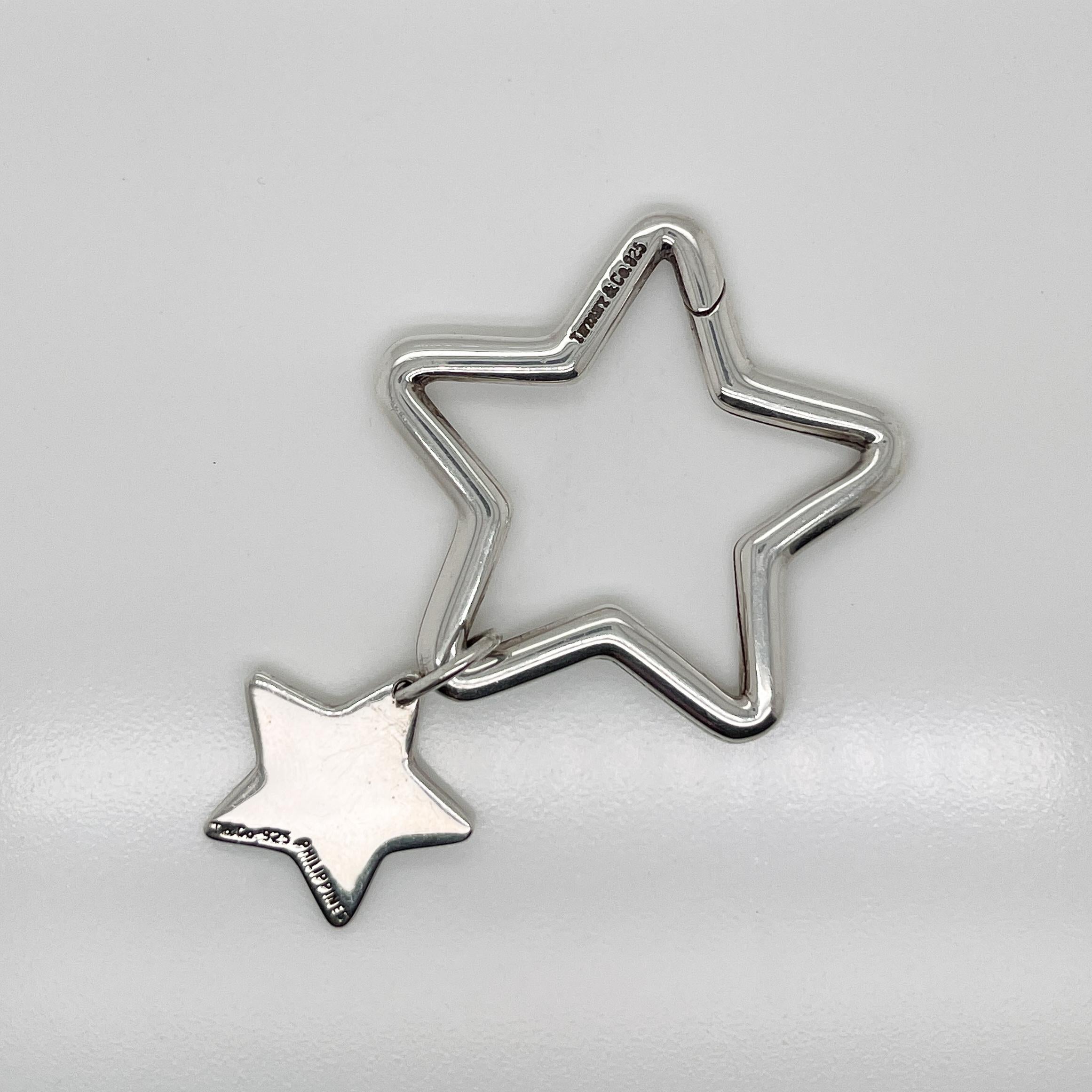 Modern Vintage Tiffany & Co. Sterling Silver Double Star Key Holder For Sale