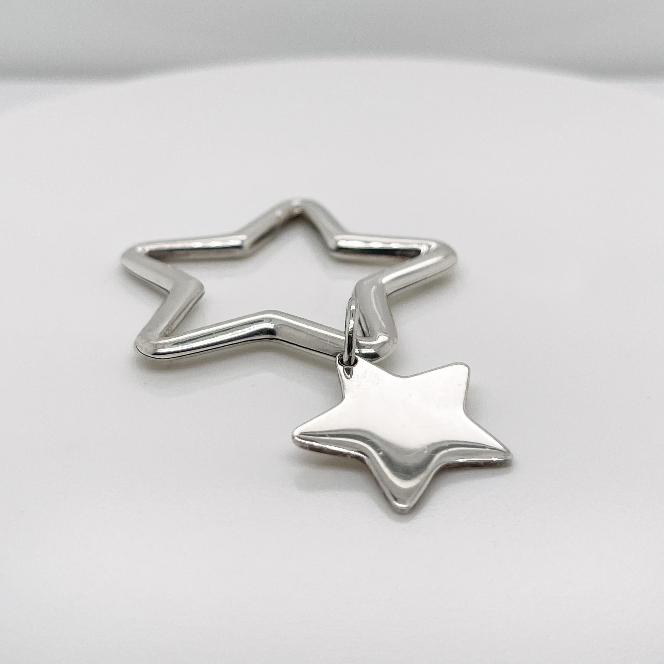 Vintage Tiffany & Co. Sterling Silver Double Star Key Holder In Good Condition For Sale In Philadelphia, PA