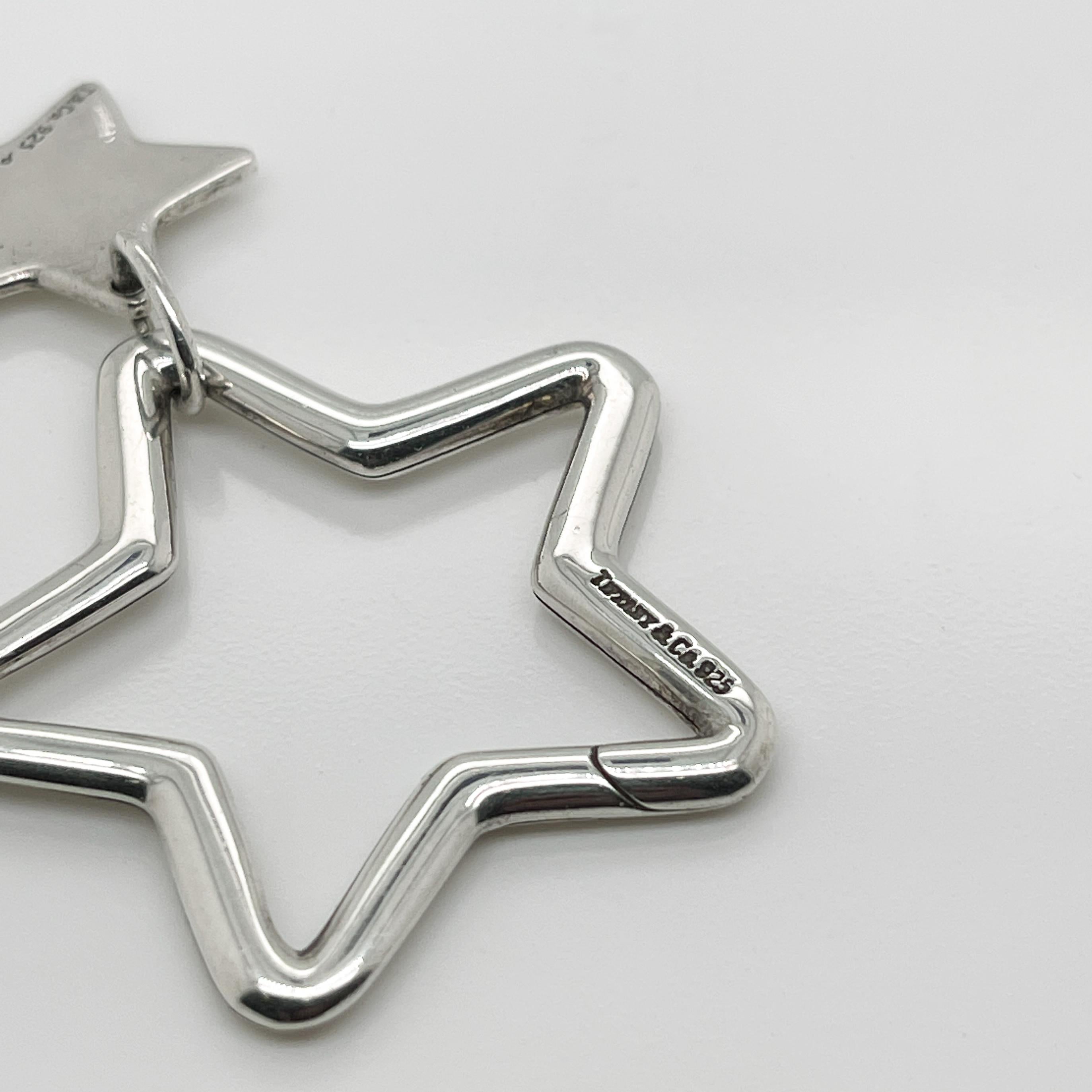 Vintage Tiffany & Co. Sterling Silver Double Star Key Holder For Sale 1