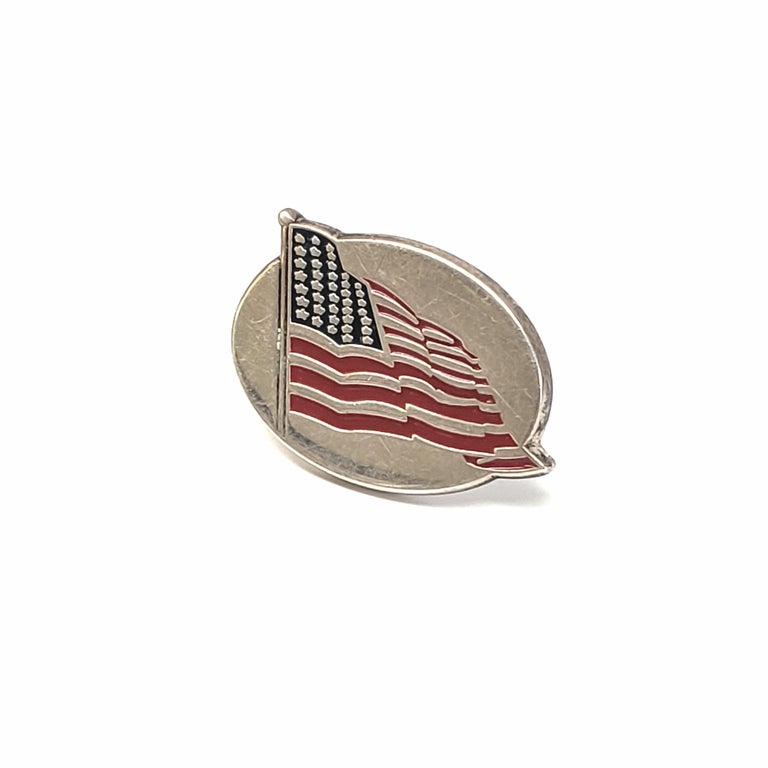 Vintage Tiffany and Co Sterling Silver Enamel American Flag Lapel Pin