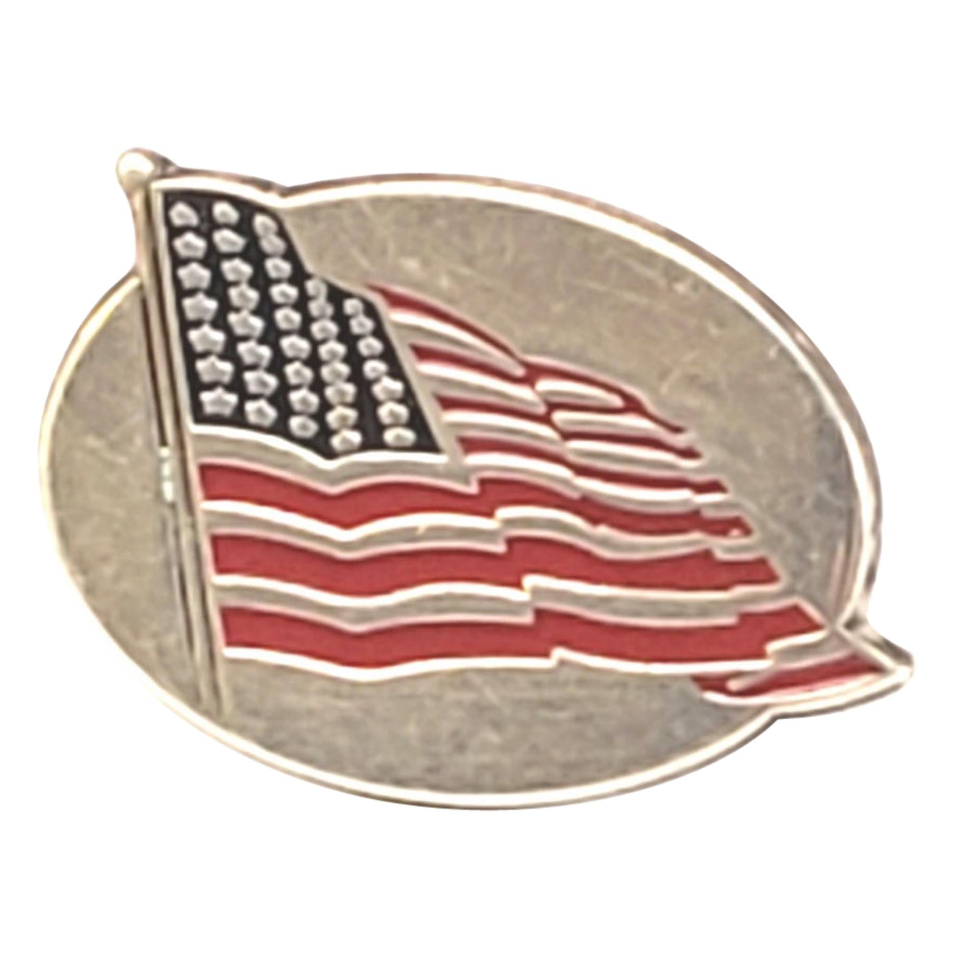 Vintage Tiffany & Co Sterling Silver Enamel American Flag Lapel Pin