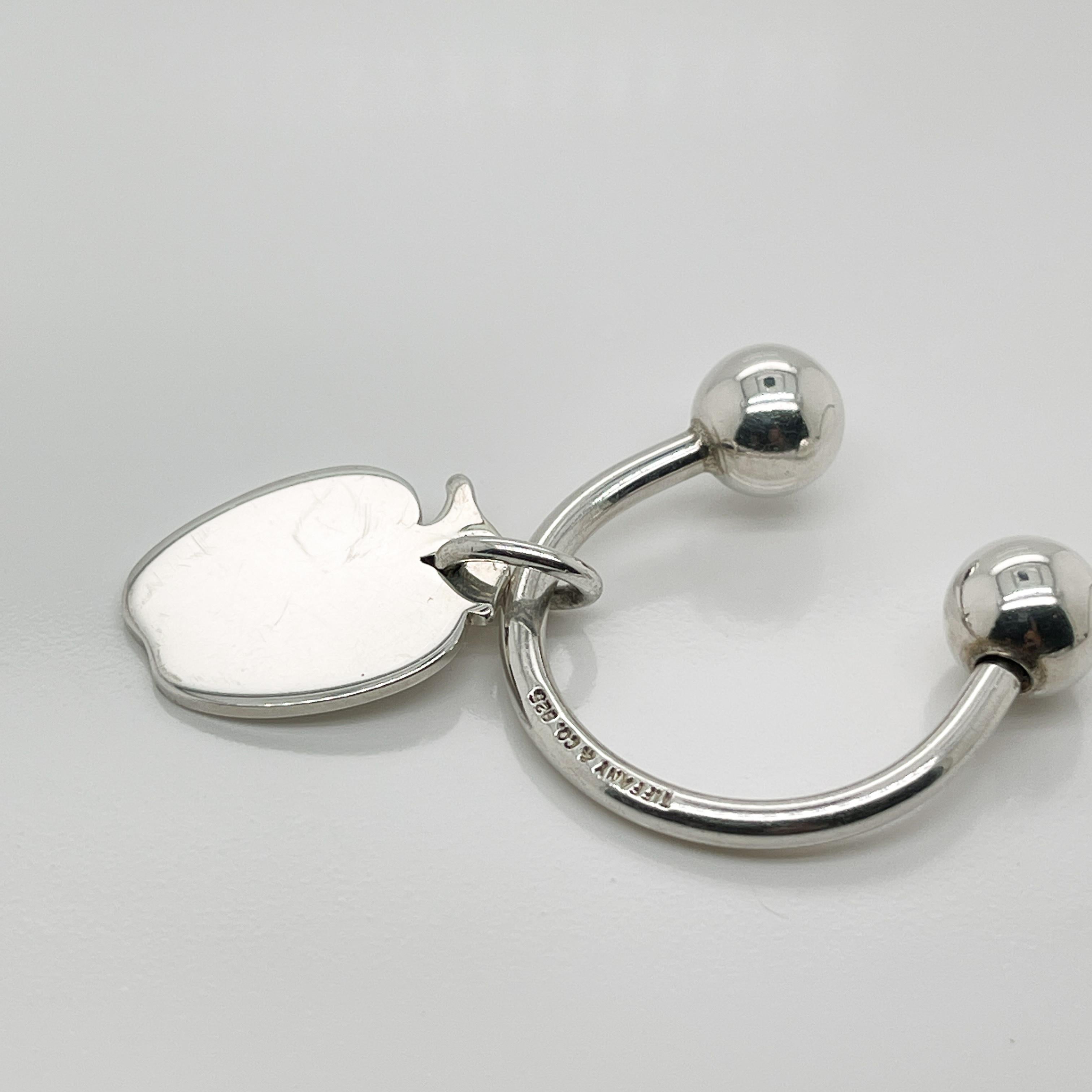 Women's or Men's Vintage Tiffany & Co. Sterling Silver Figural Apple Key Holder or Key Chain For Sale