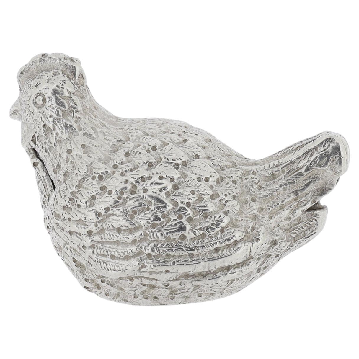 Tiffany & Co. d'epoca. Scatola con cerniera in argento sterling raffigurante una gallina o un pollo