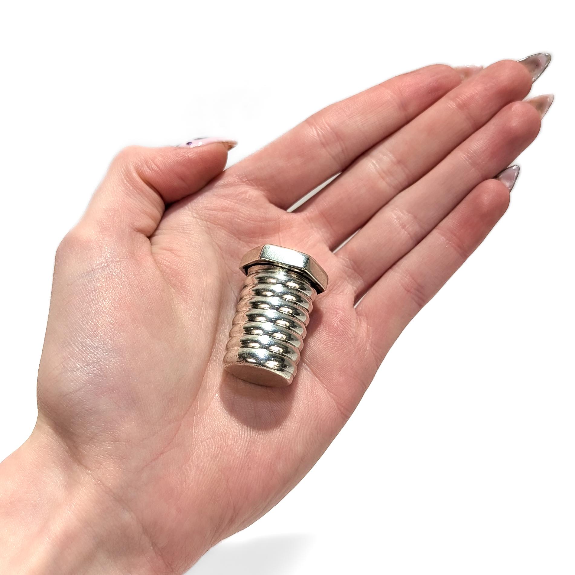 Modern Vintage Tiffany & Co. Sterling Silver Figural Hex Bolt Miniature Box For Sale