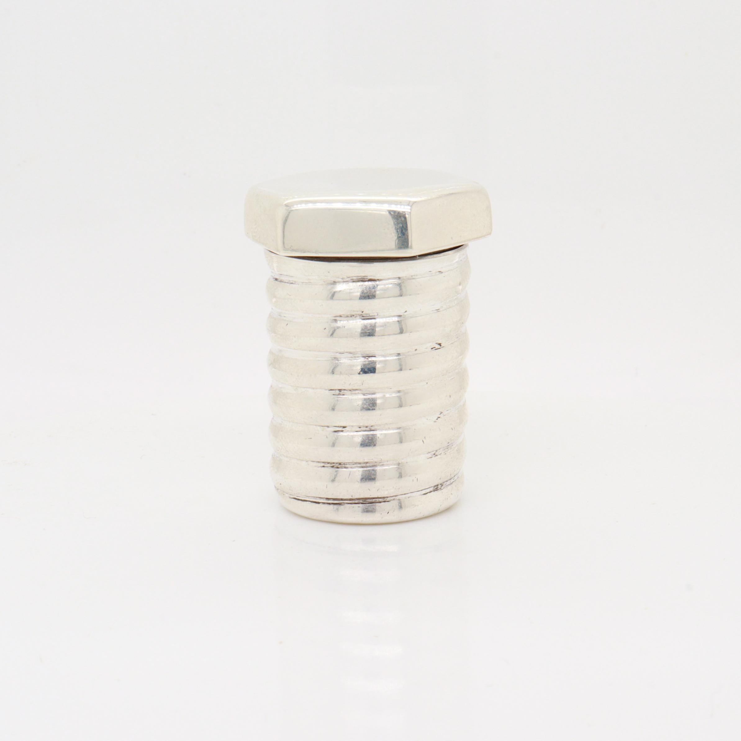 Vintage Tiffany & Co. Sterling Silver Figural Hex Bolt Miniature Box In Good Condition For Sale In Philadelphia, PA