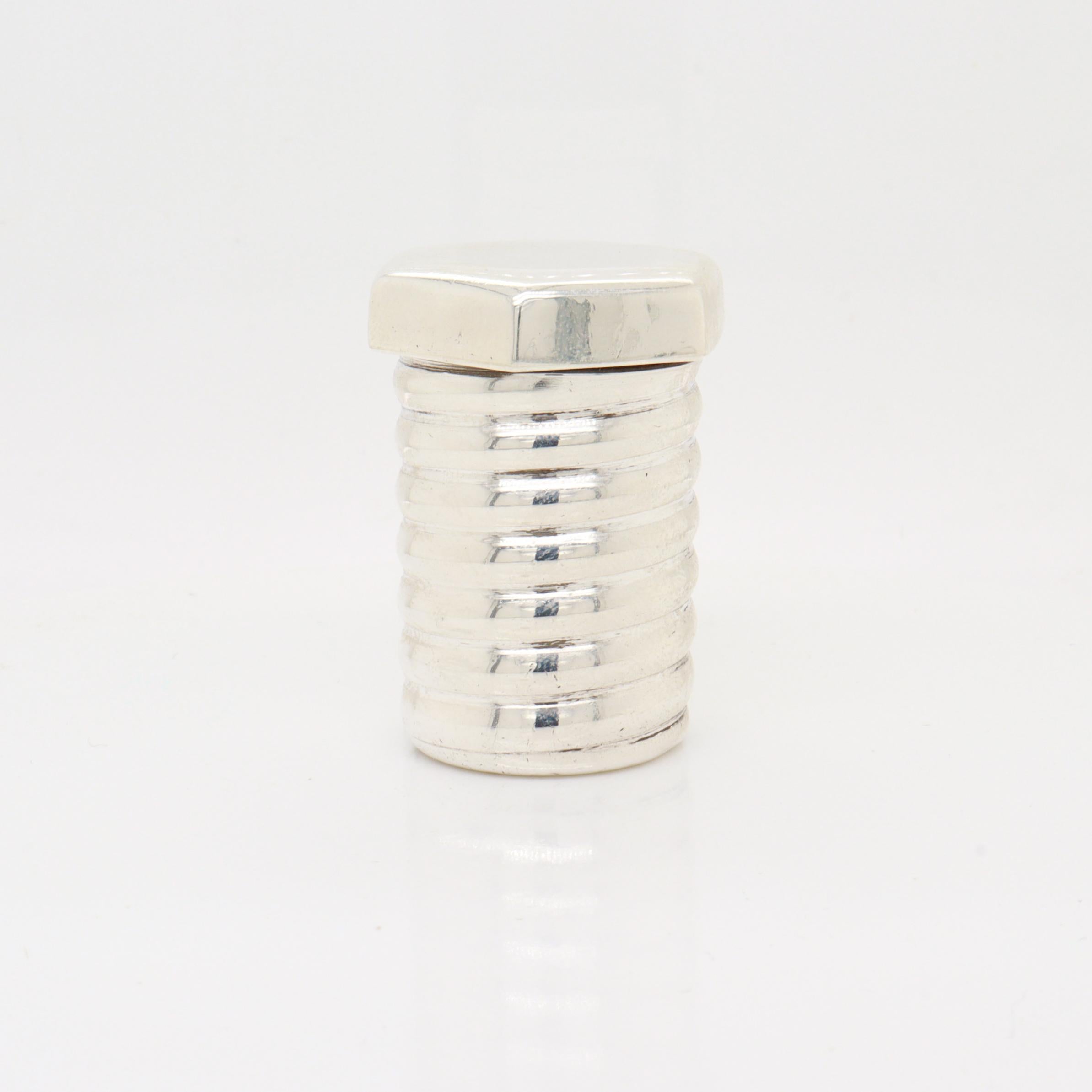 Women's or Men's Vintage Tiffany & Co. Sterling Silver Figural Hex Bolt Miniature Box For Sale