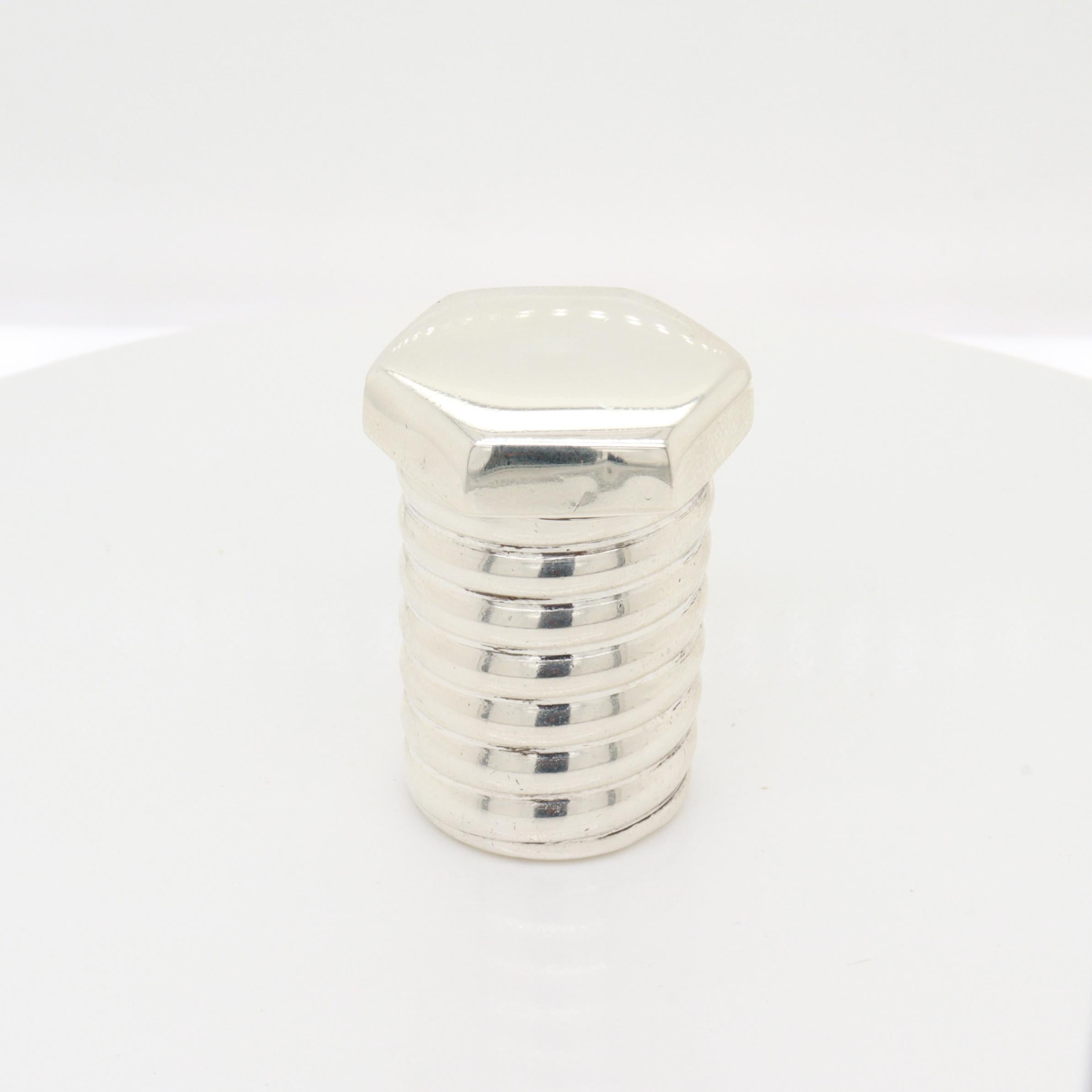 Vintage Tiffany & Co. Sterling Silver Figural Hex Bolt Miniature Box For Sale 2
