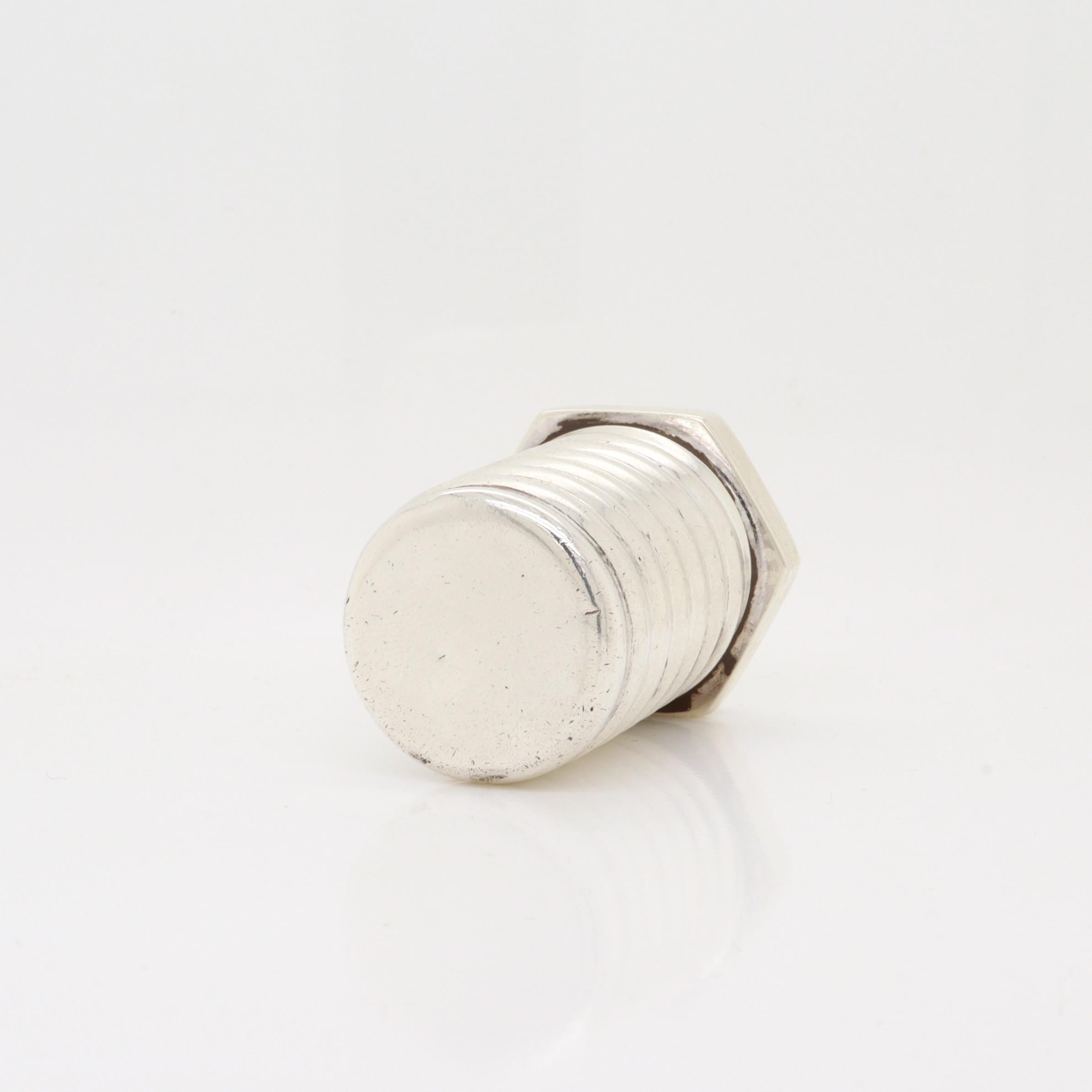 Vintage Tiffany & Co. Sterling Silver Figural Hex Bolt Miniature Box For Sale 4
