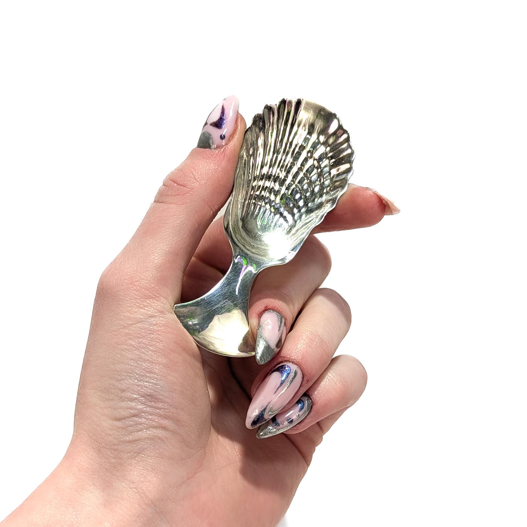 Modern Vintage Tiffany & Co. Sterling Silver Figural Shell Tea Caddy Spoon For Sale