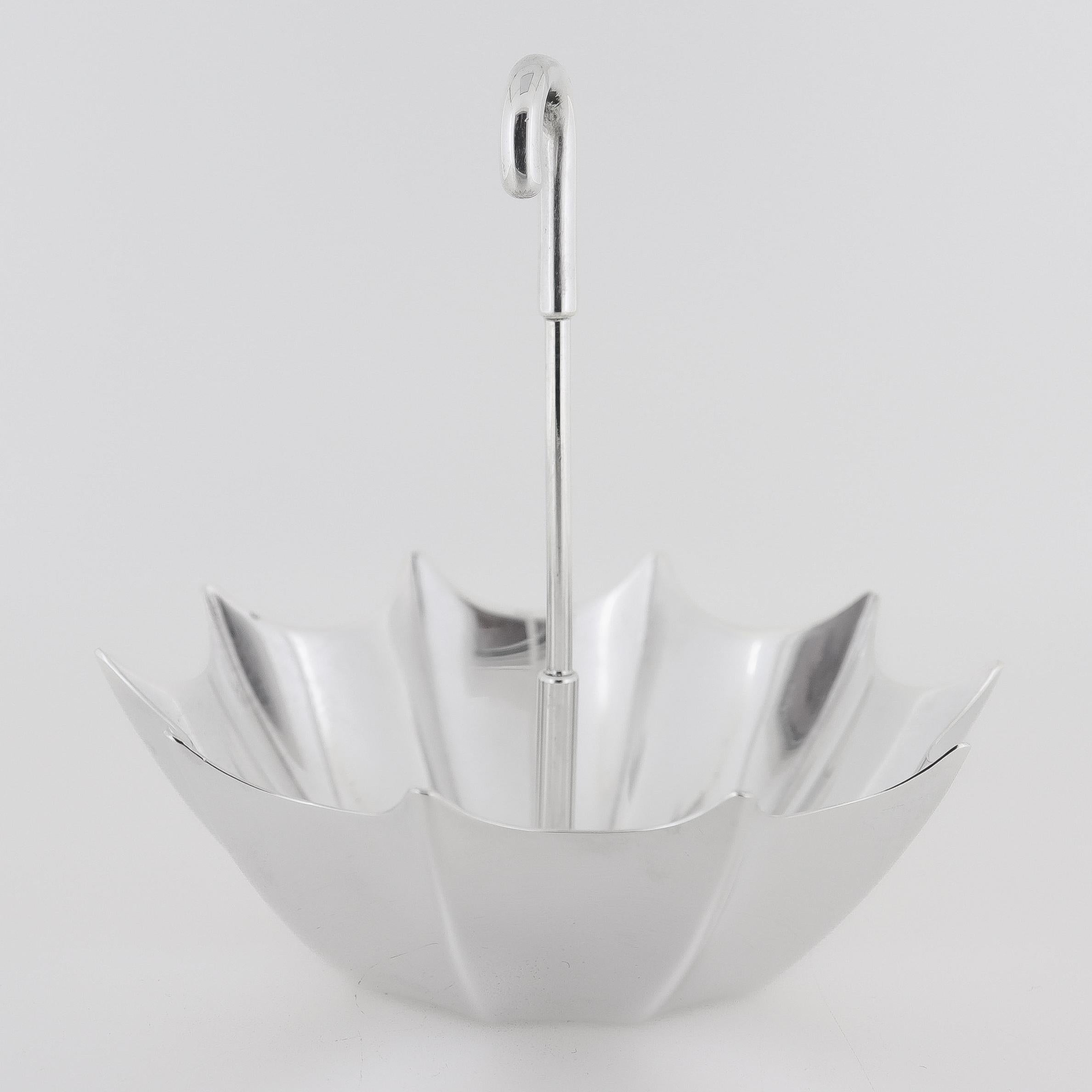 Unknown Vintage Tiffany & Co. Sterling Silver Figural Umbrella Bowl or Vide Poche For Sale