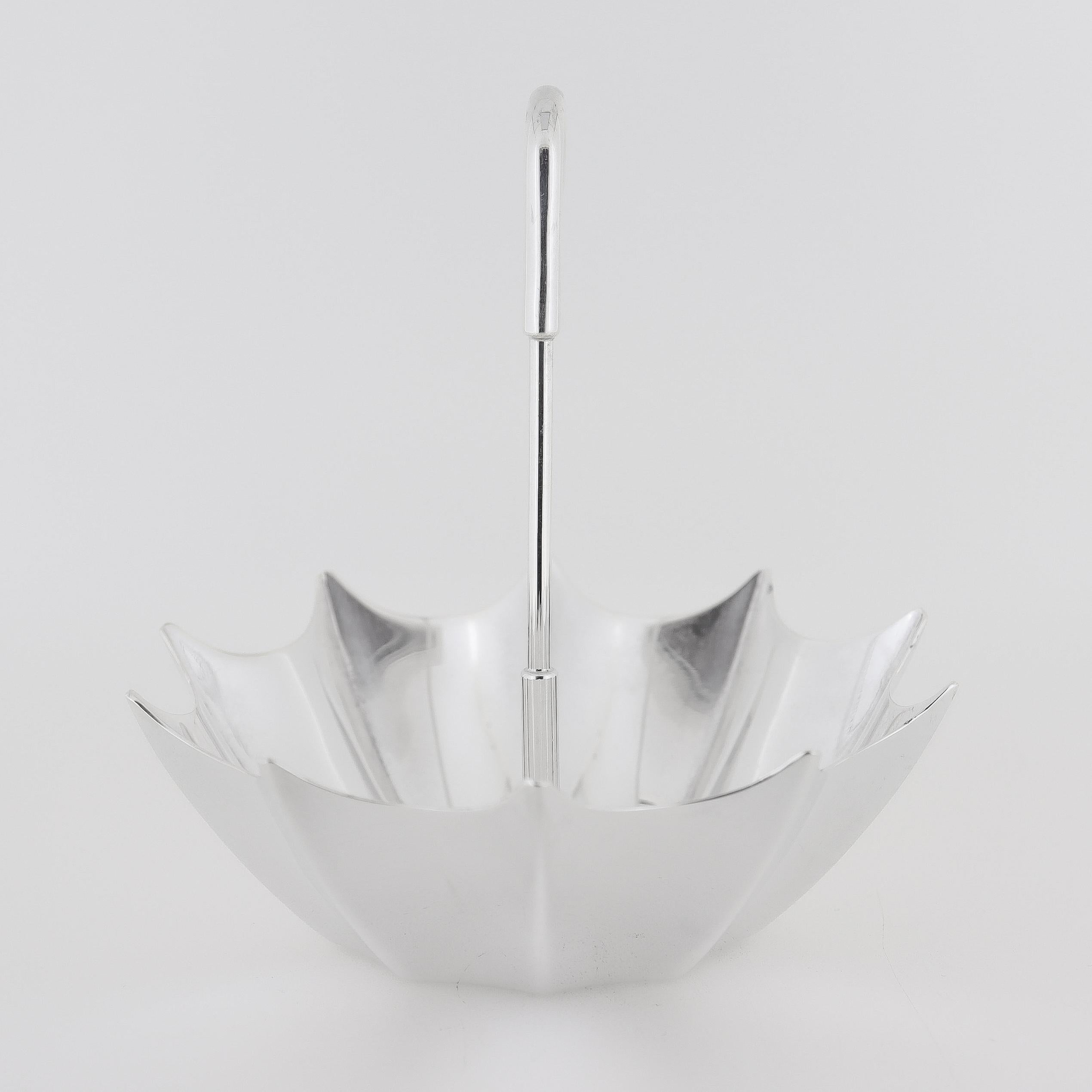 Contemporary Vintage Tiffany & Co. Sterling Silver Figural Umbrella Bowl or Vide Poche For Sale