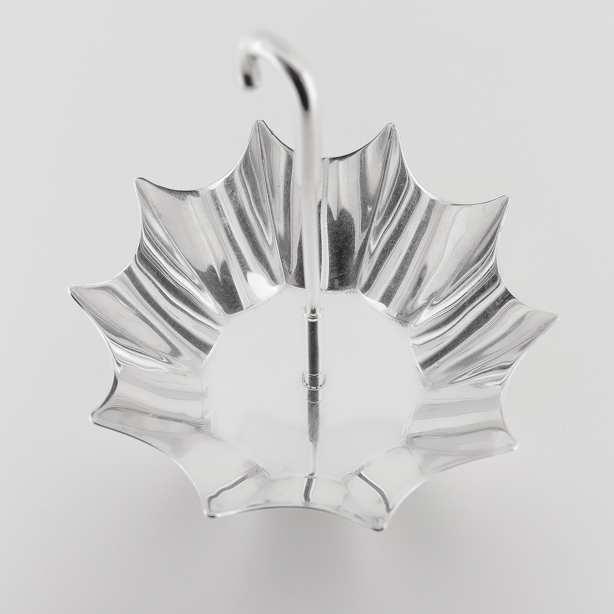 Vintage Tiffany & Co. Sterling Silver Figural Umbrella Bowl or Vide Poche For Sale 2