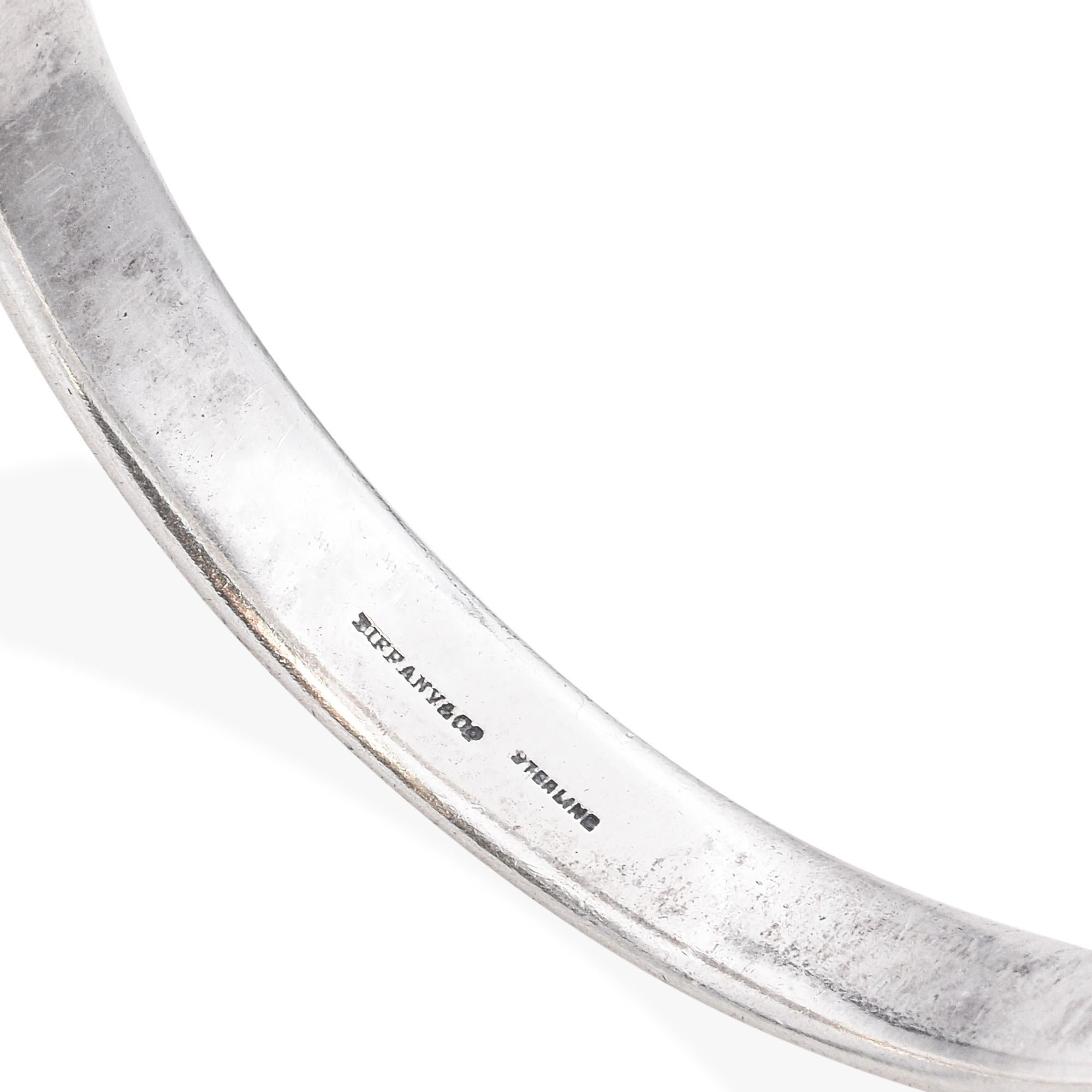 Women's Vintage Tiffany & Co. Sterling Silver Floral Motif Bangle Bracelet For Sale